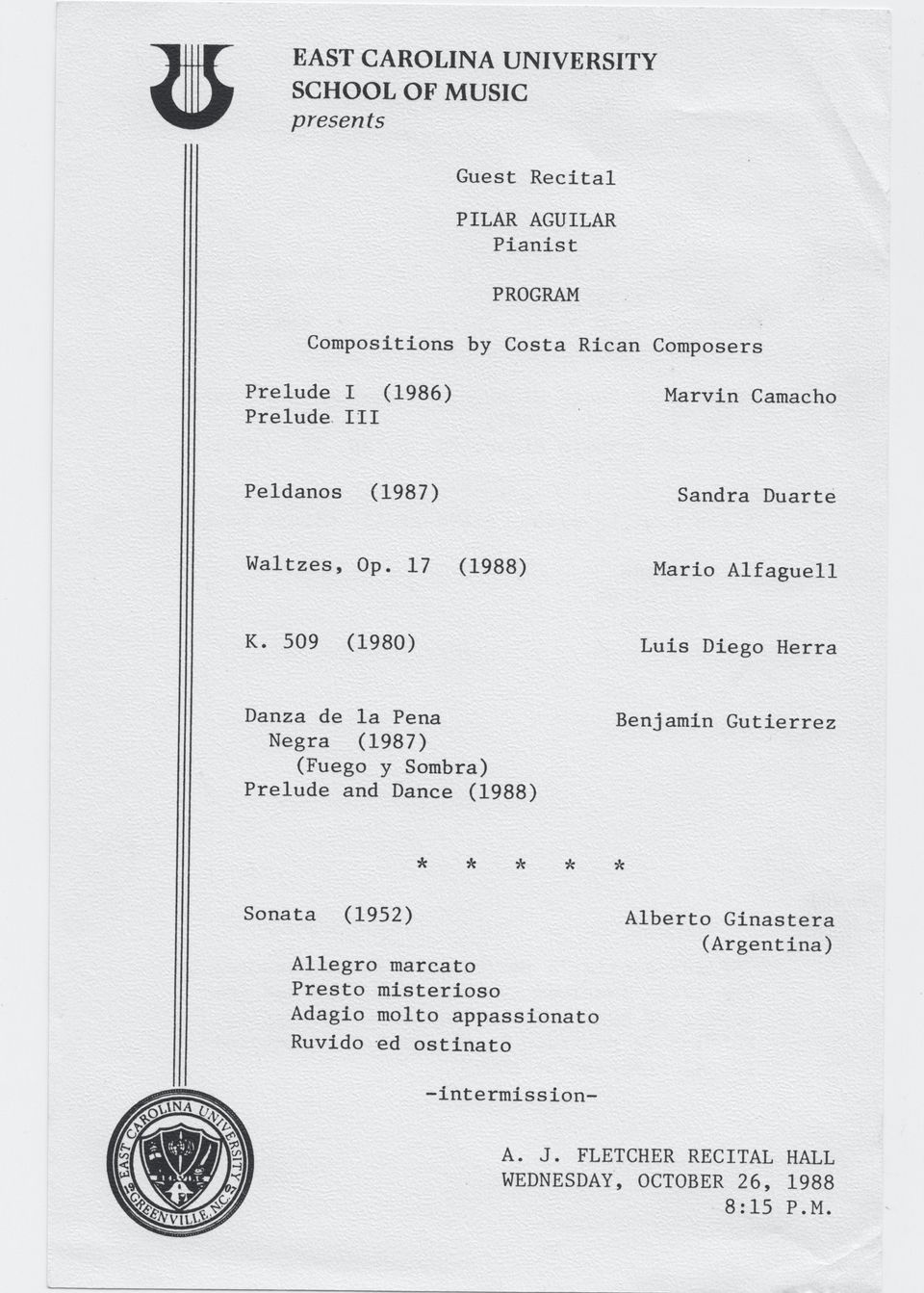 Recital en Universidad Carolina Del Este