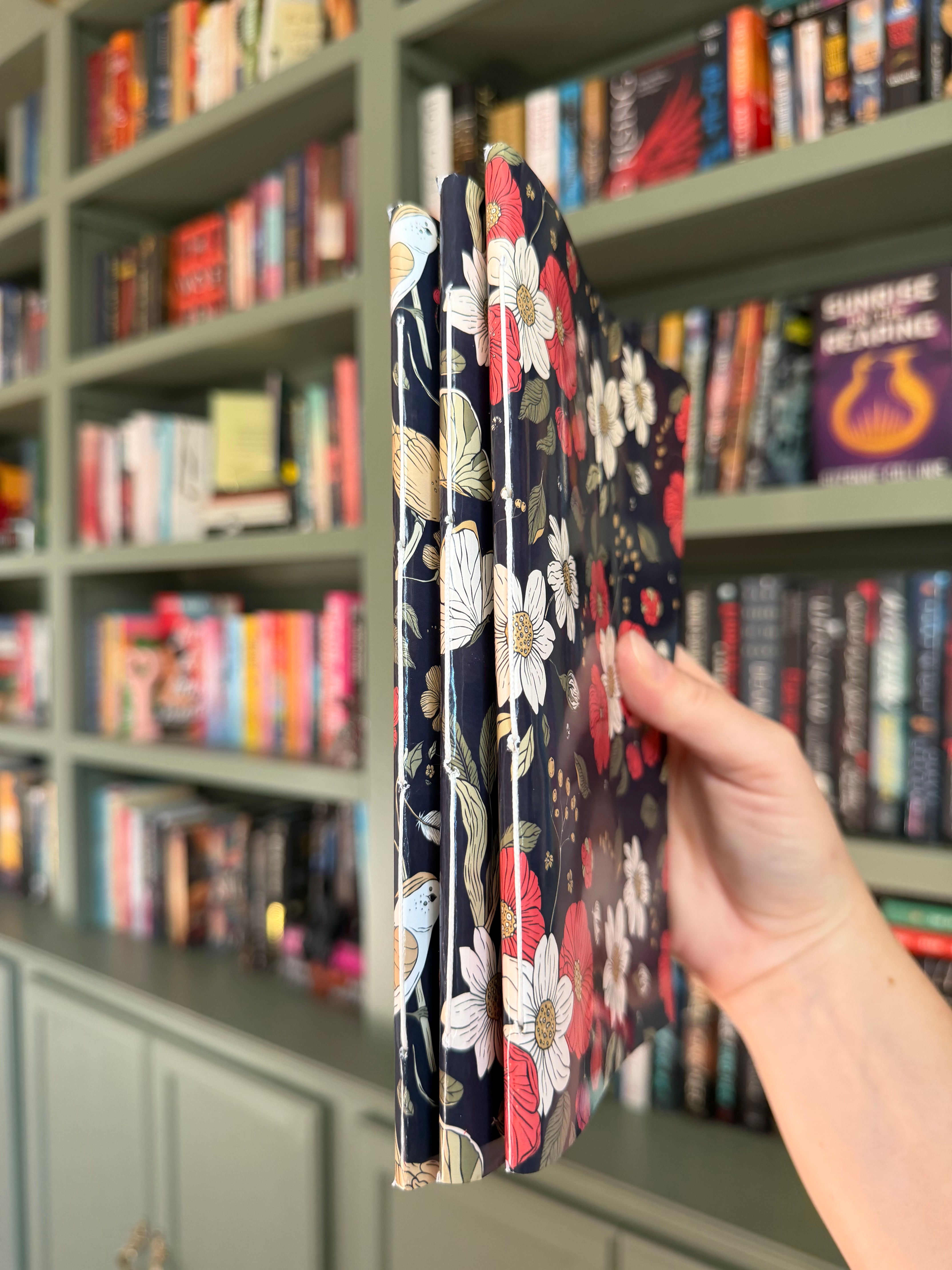 Dark Floral Hand Bound Notebook Inserts