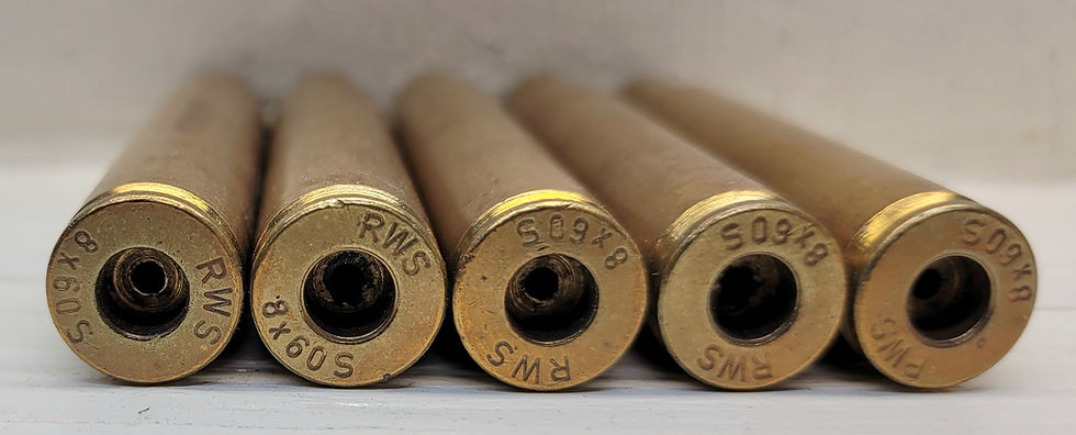 Thumbnail: 8x60S RWS Reloading Brass, 19ct., Empty Brass Casings, Not Cleaned