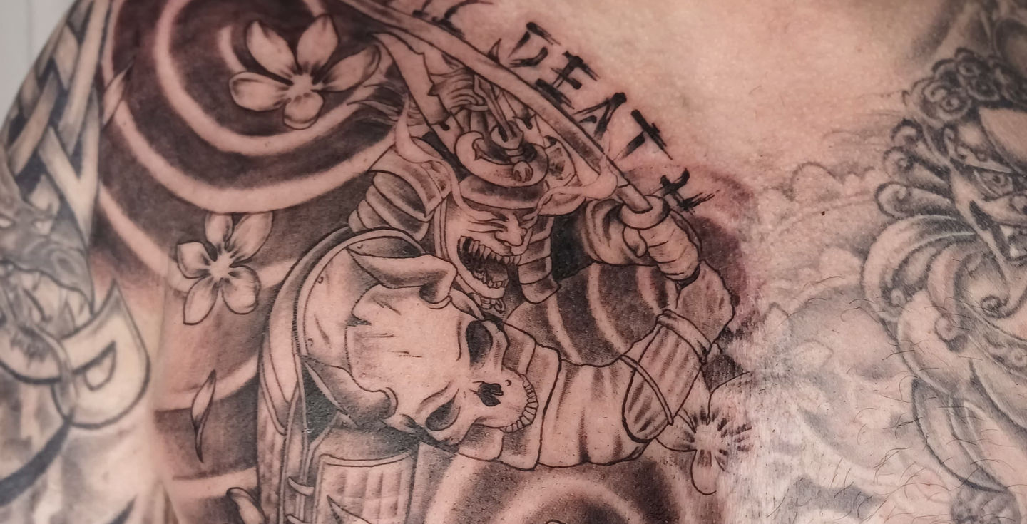 Samurai chest panel with Cherry Blossoms