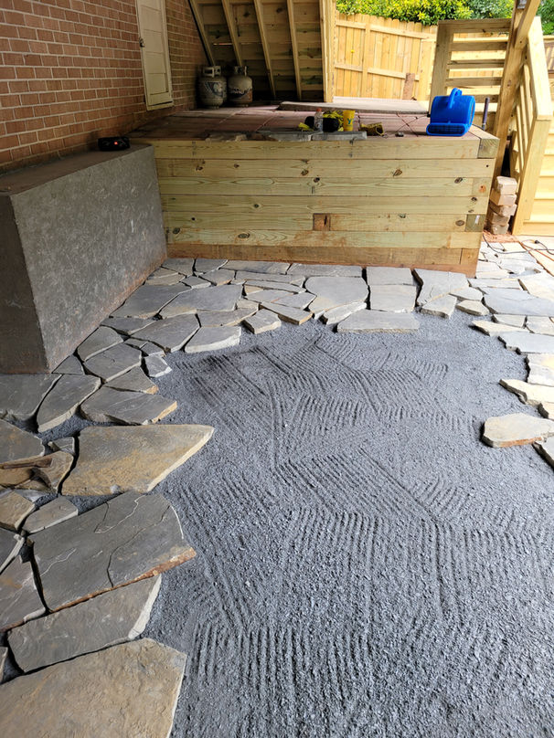 Flagstone and Crushed Blue Slate Patio