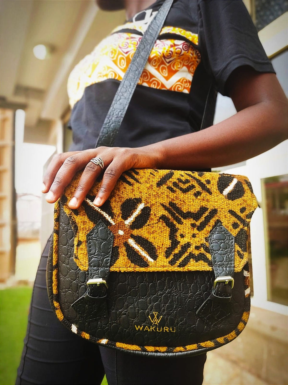 Thumbnail: Black and bogolan duo bag