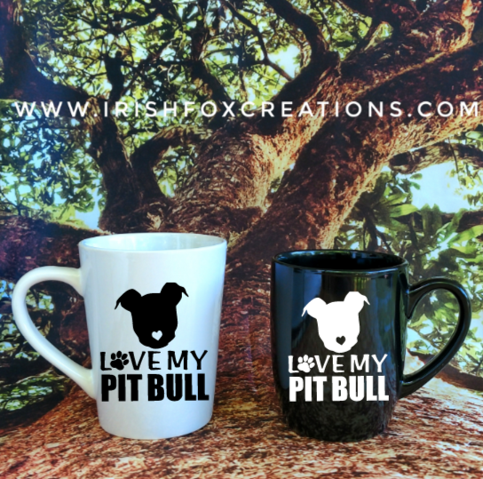 Thumbnail: "Love my Pit Bull" Pit Bull with Heart Nose Glass or Mug