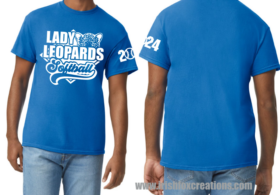 Thumbnail: Lady Leopards Softball-LMS-Design #2- T-Shirt w/ Design on Front