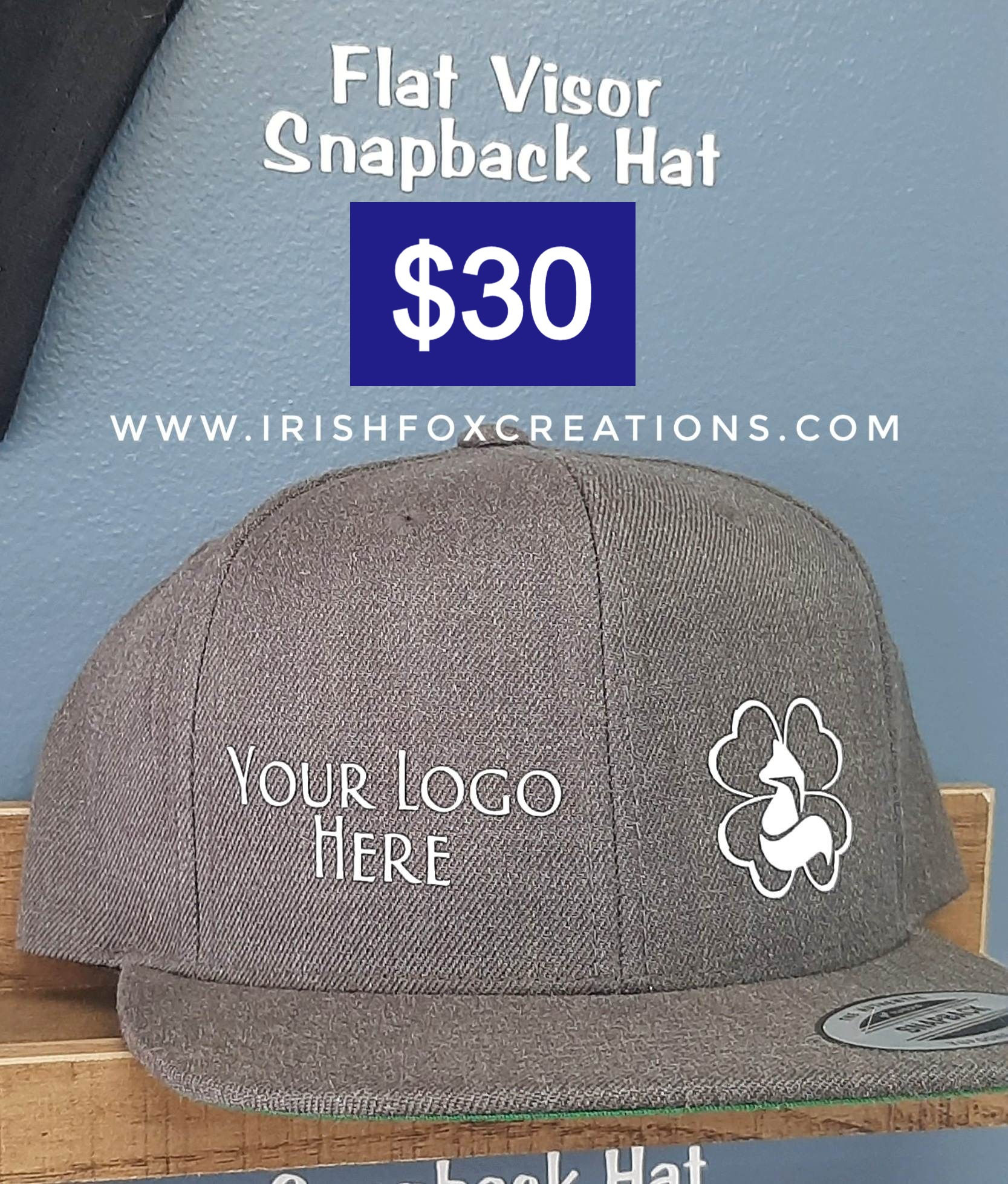 Flat Visor Snap Back Logo Hat