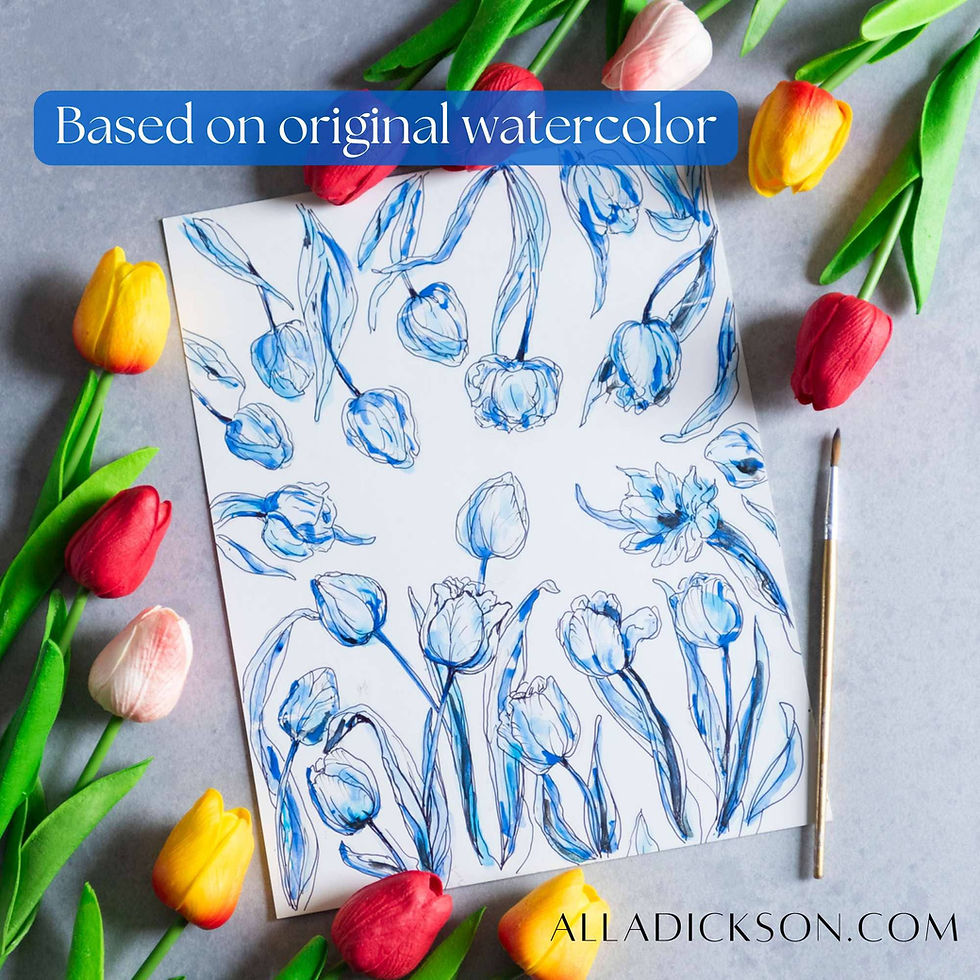 Thumbnail: Blue Flower Pattern Dishcloth Tulip Reusable Dishcloth