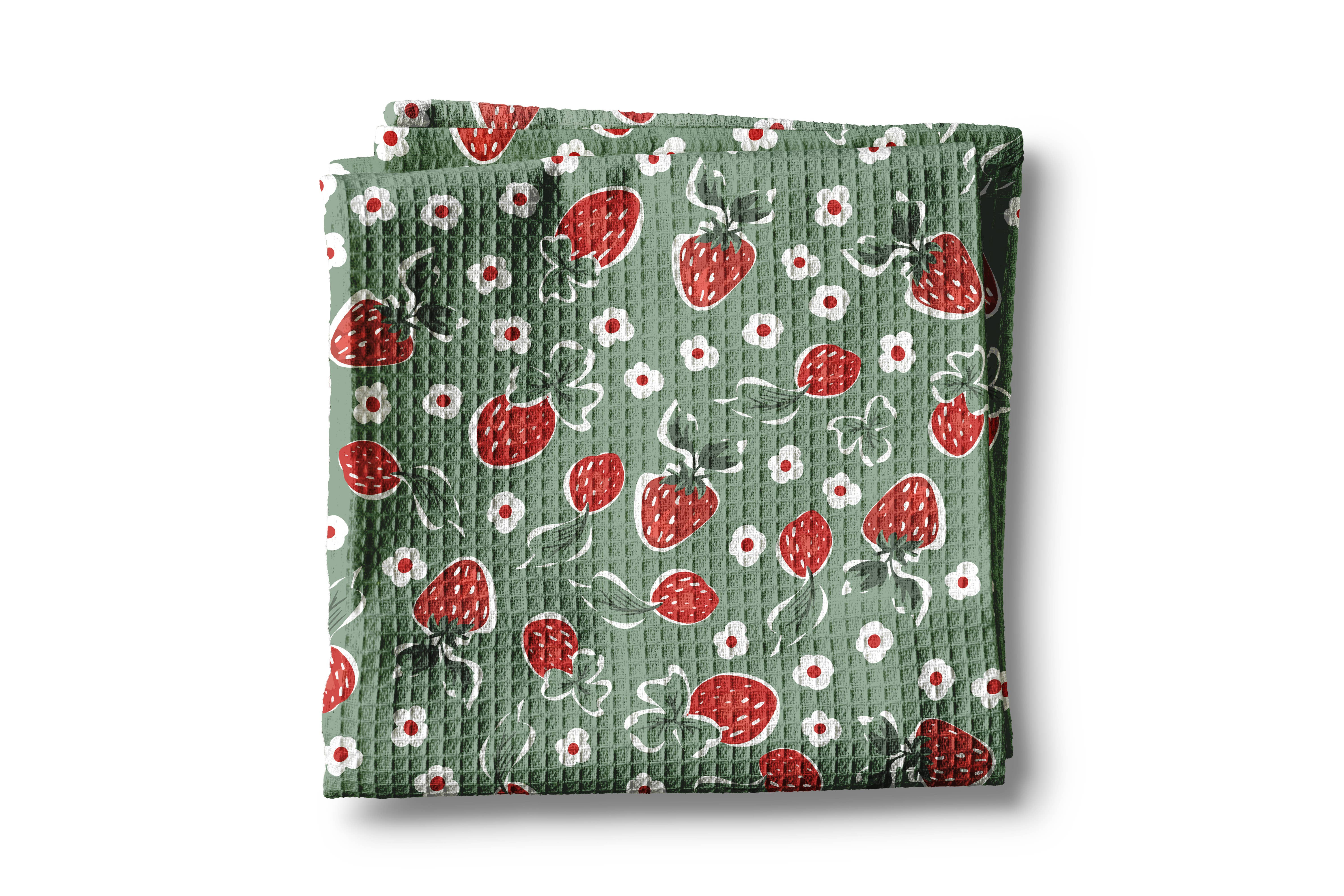 Strawberry Summer Fruit Market Berry Kitchen Towel Waffle