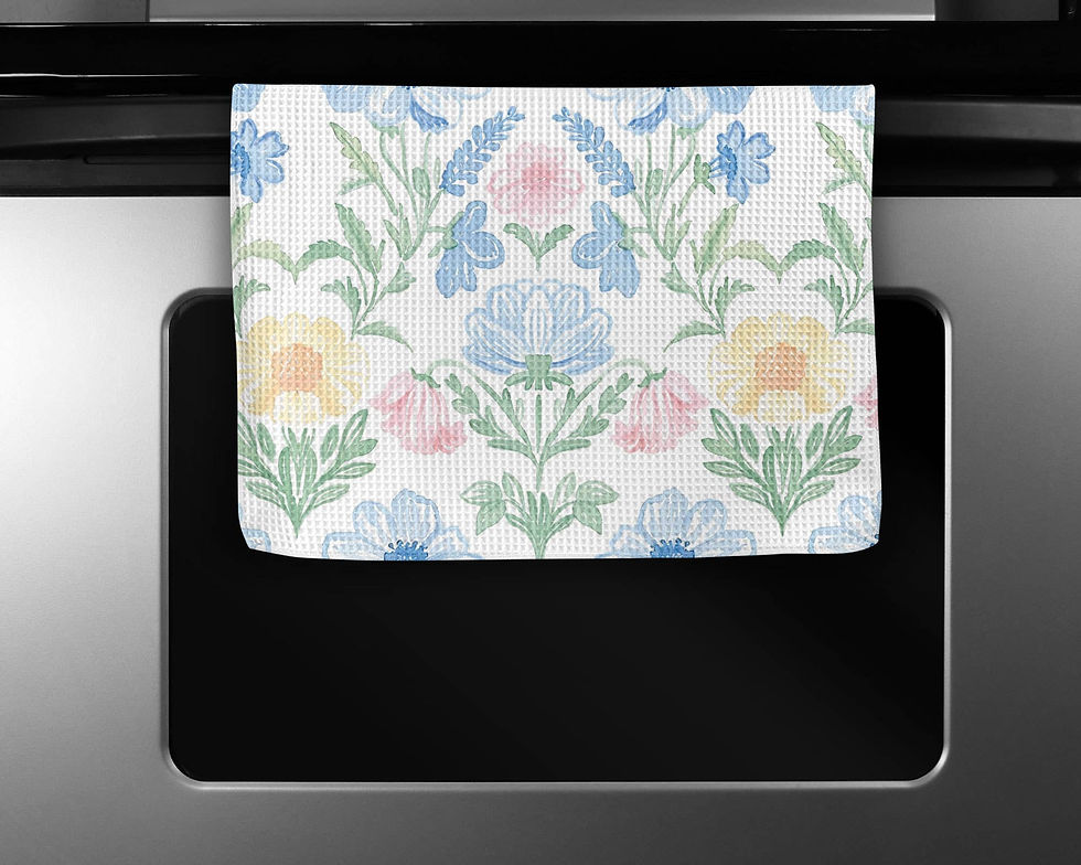 Thumbnail: Chinoiserie Grandmillennial Kitchen Towel Blue Preppy Floral