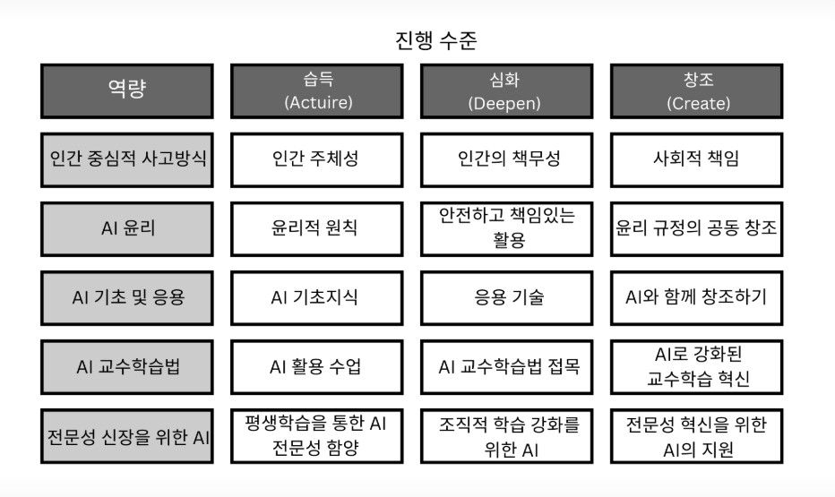 AI competency framework high-level structure (한글로 번역) - 원문 참고