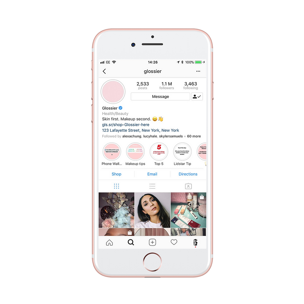 Glossier Instagram stories