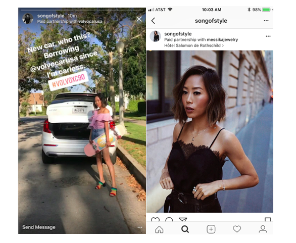 SongofStyle using instagram's Branded Content tool