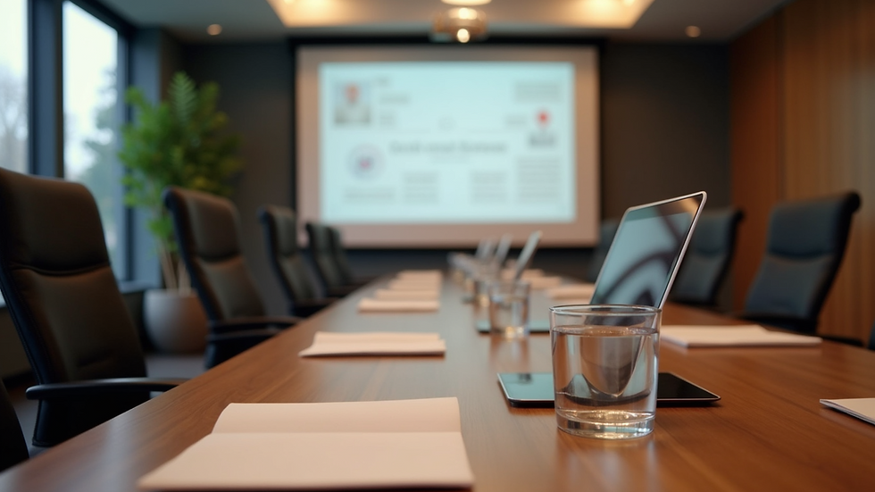 Eye-level view of a conference setup with presentation equipment