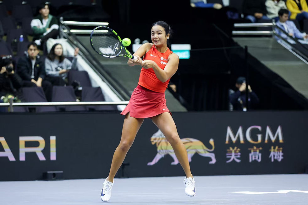 Alex Eala competing in December at an exhibition event in Macau ( credit: MGM Macau Tennis Masters)