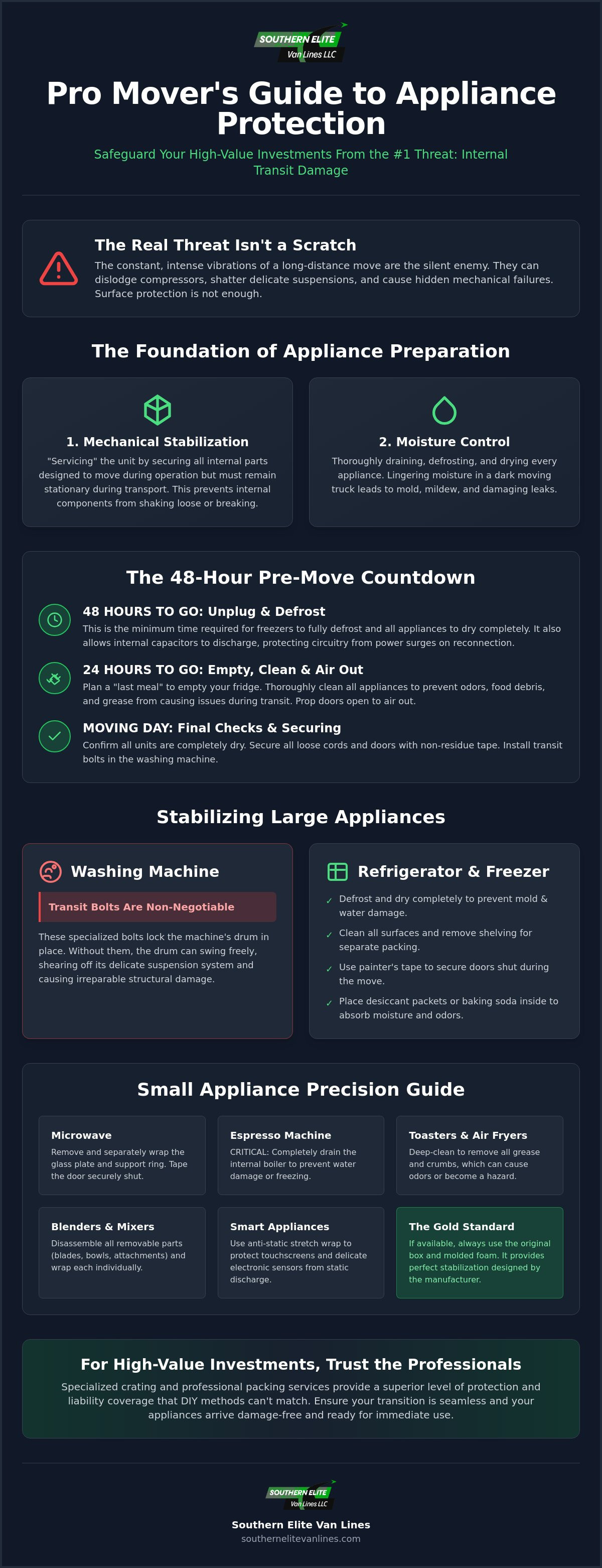 Preparing appliances for a move