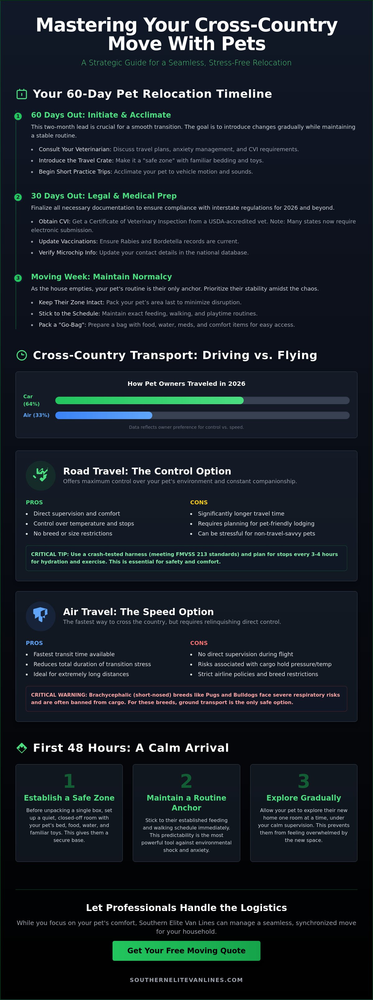 Moving with pets cross country guide