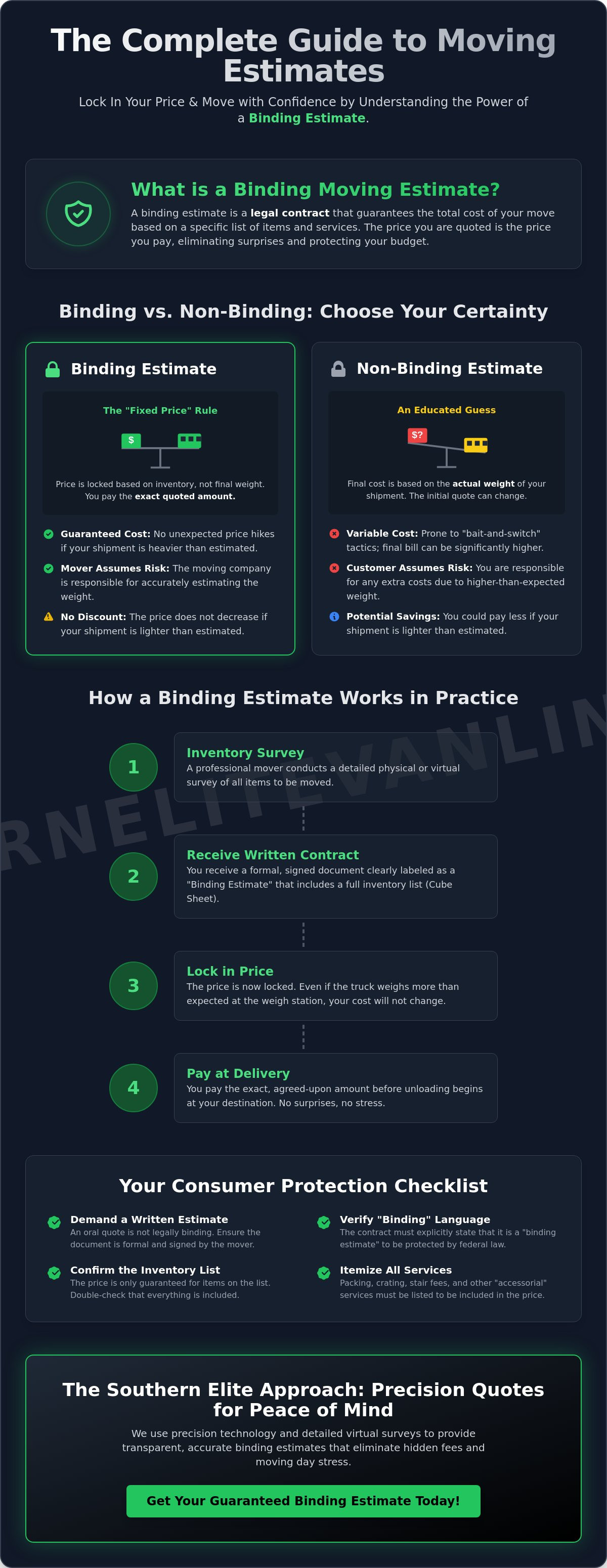 What is a binding moving estimate