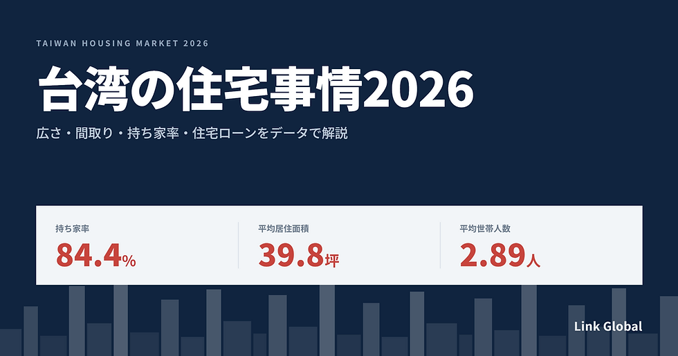 台湾の住宅事情2026|広さ・間取り・持ち家率・住宅ローンをデータで解説