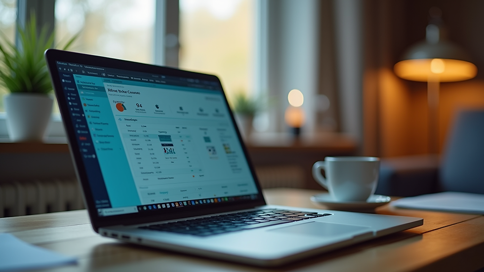 Eye-level view of a laptop displaying an online course dashboard