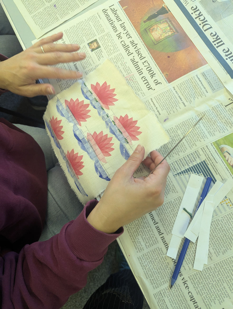 Stitching printed panels