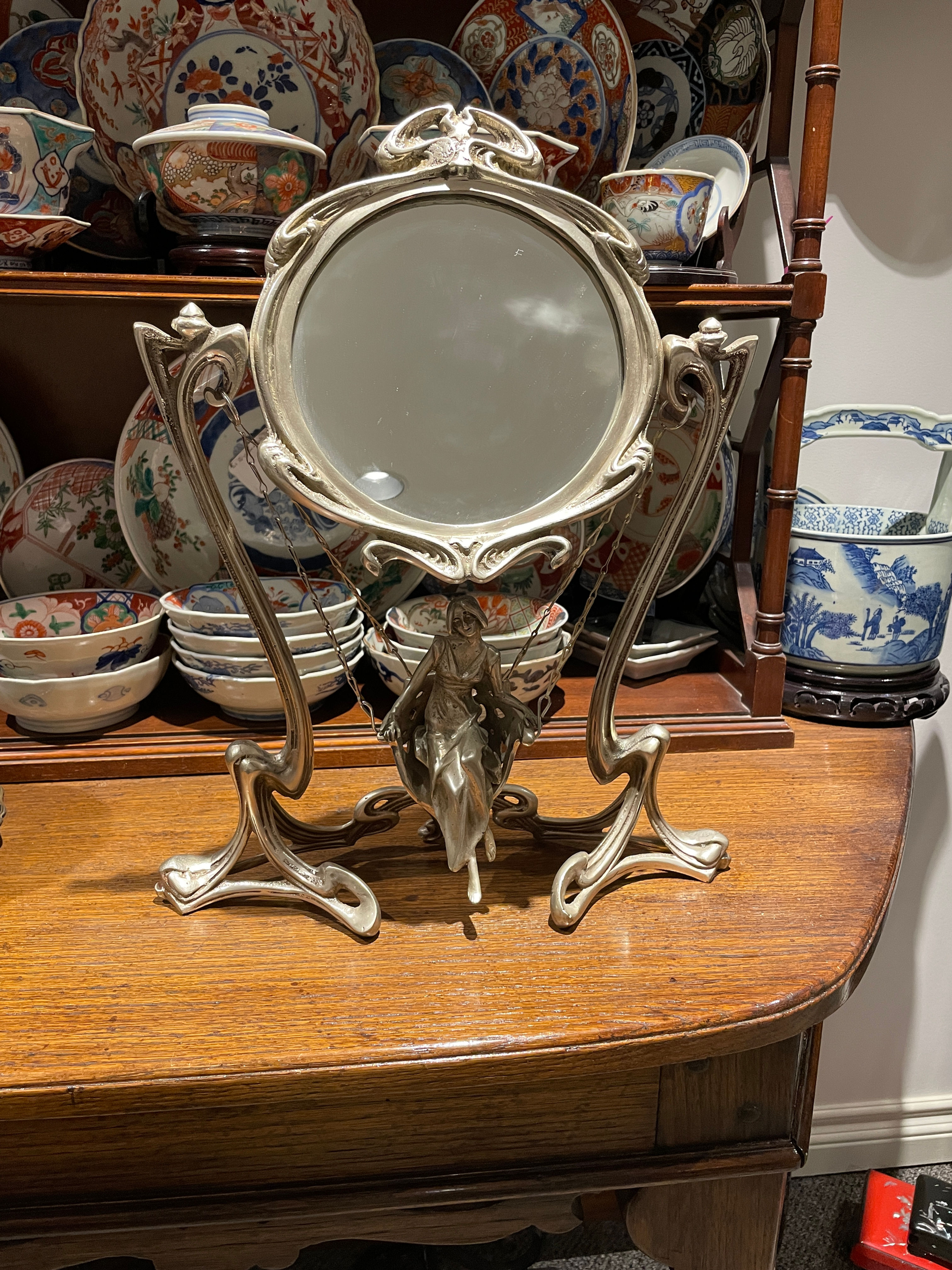 Lot 2 - French Art Nouveau Erte-Style Vanity Mirror