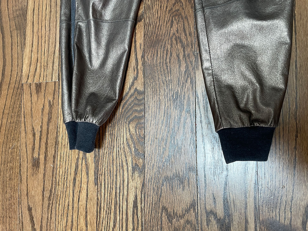 Thumbnail: Lot 80 - Ladies Brunello Cucinelli Leather Metallic Pants (Retail $2,400)