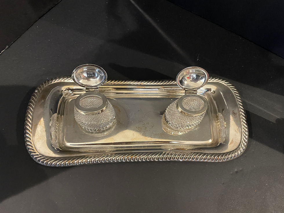 Thumbnail: Lot 121 - Silver-Plate Tray/Art Deco Toast Caddy, etc.