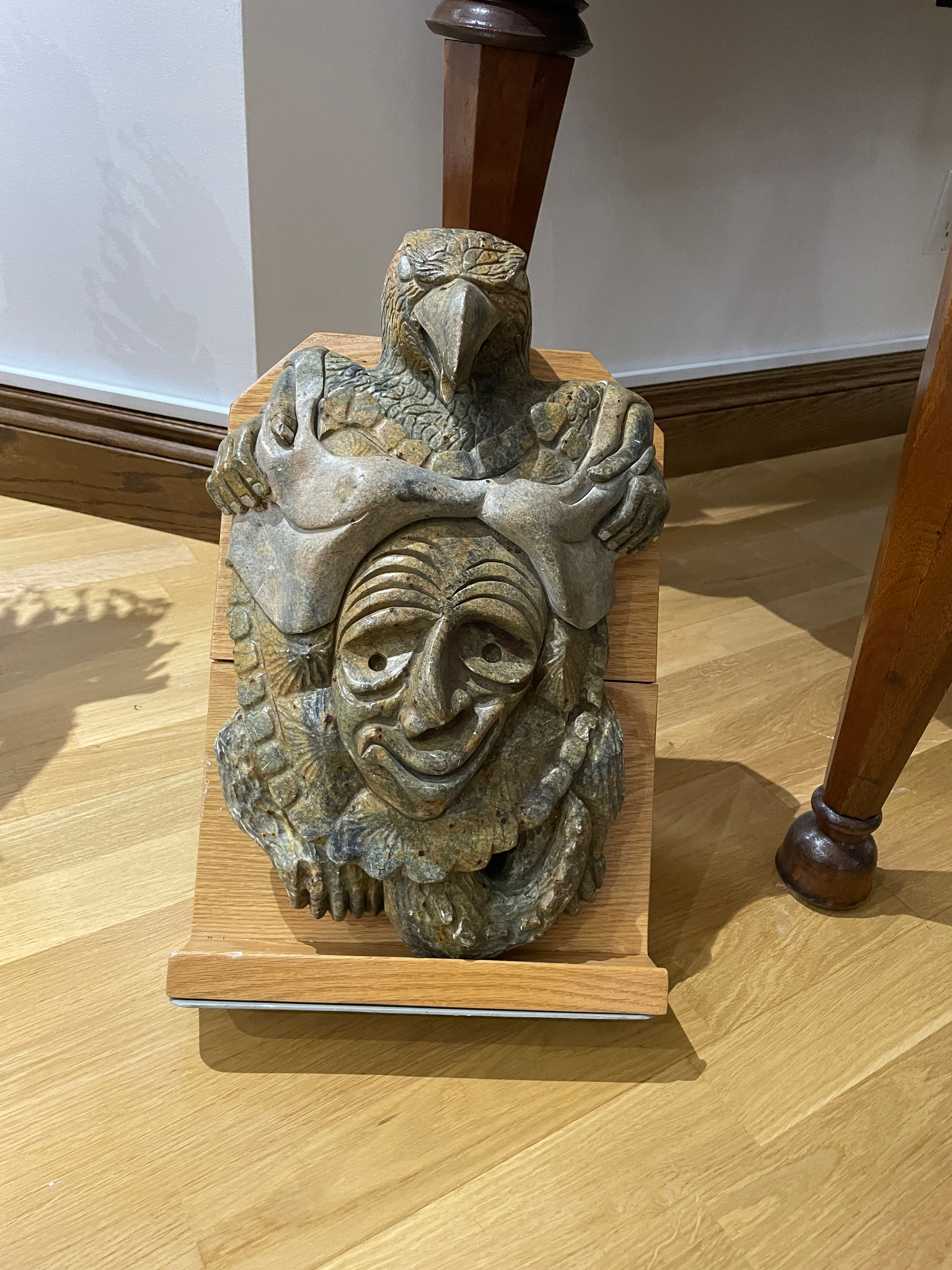 Lot 41 - Inuit Stone Carving on Stand (Eagle & Face)