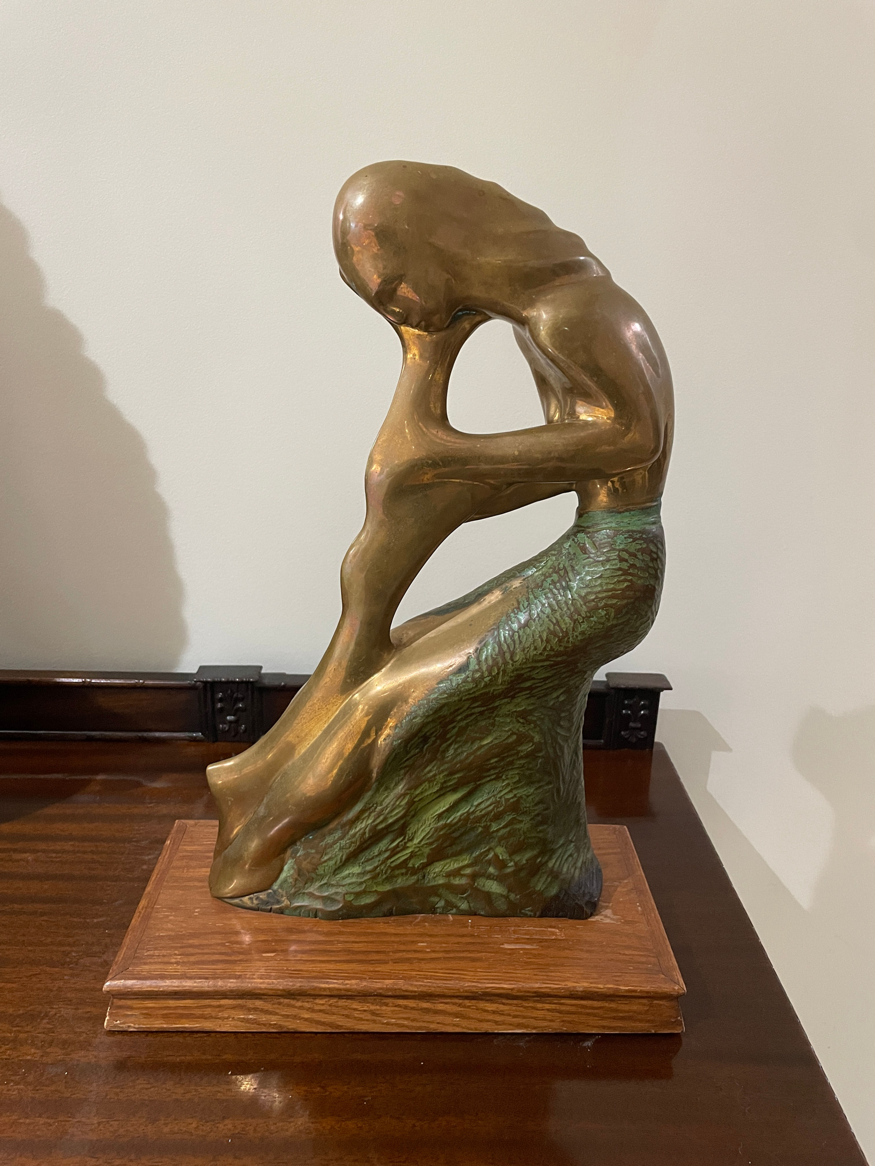 Lot 21 - Seated Mermaid Bronze with Green & Gold
