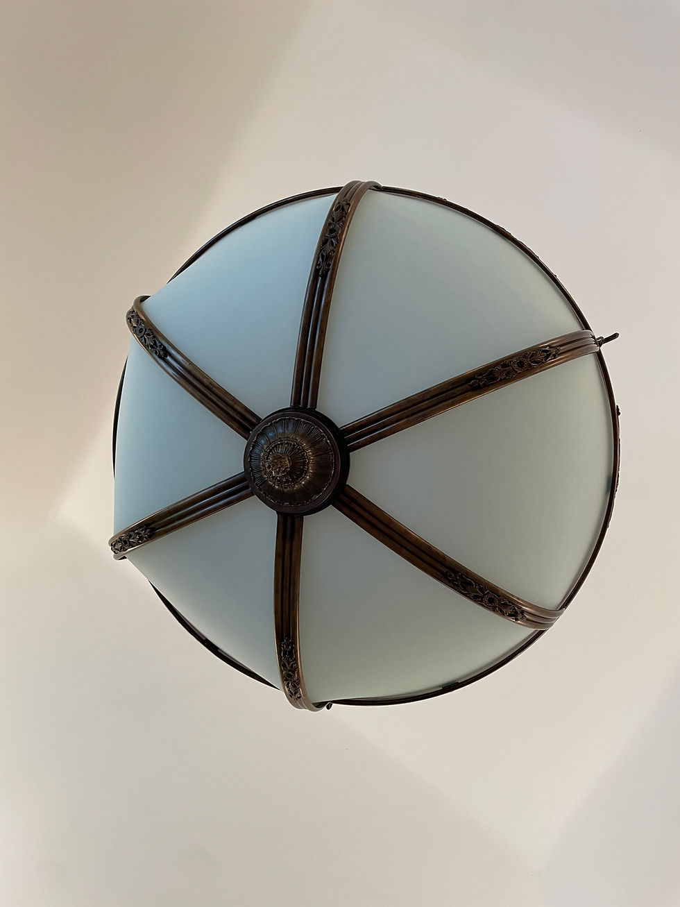 Thumbnail: Lot 58 - Glass & Metal Inverted Pendent Light (Retail $700)