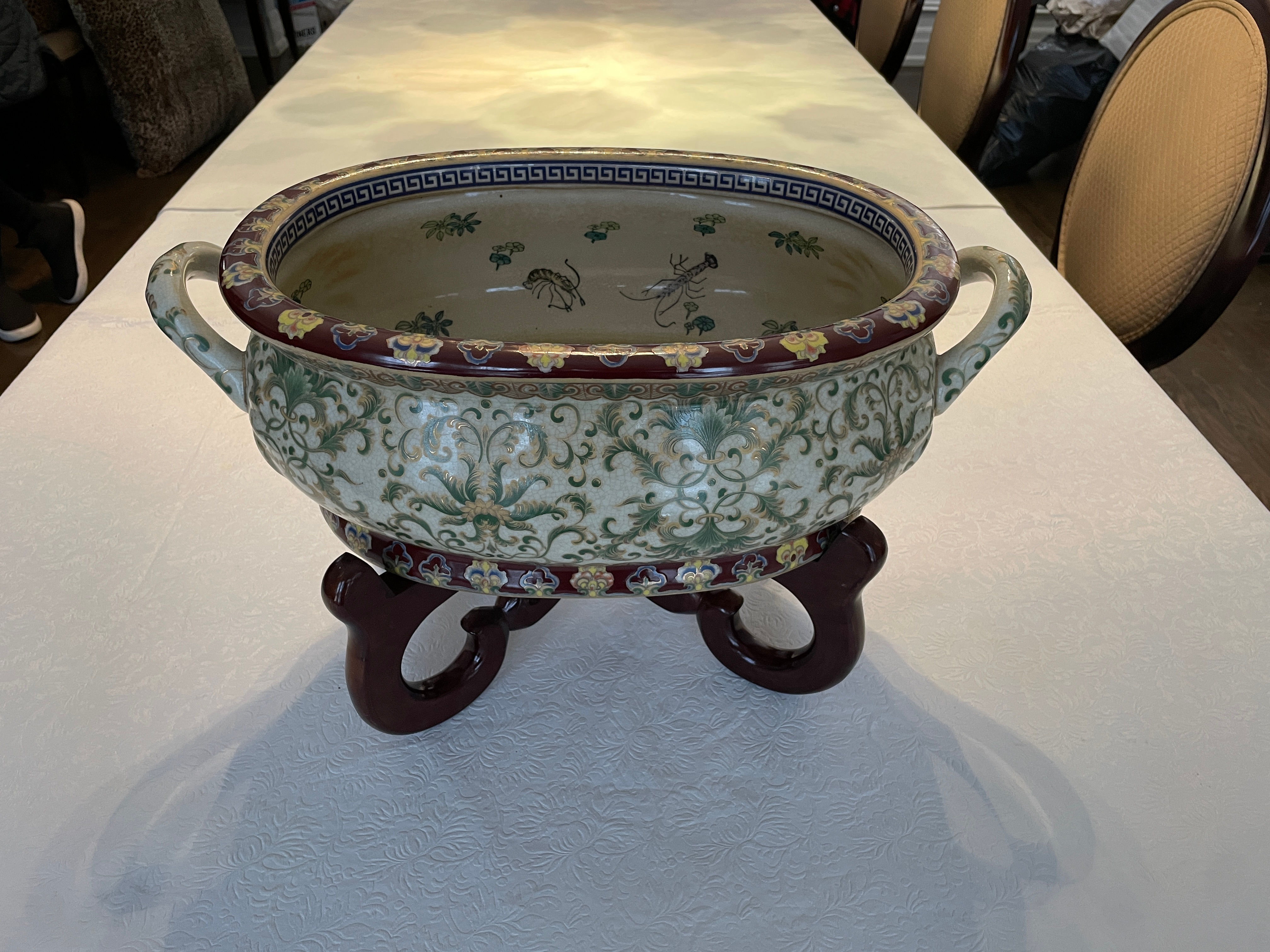 Lot 201 - Large Oval Jardiniere on Stand