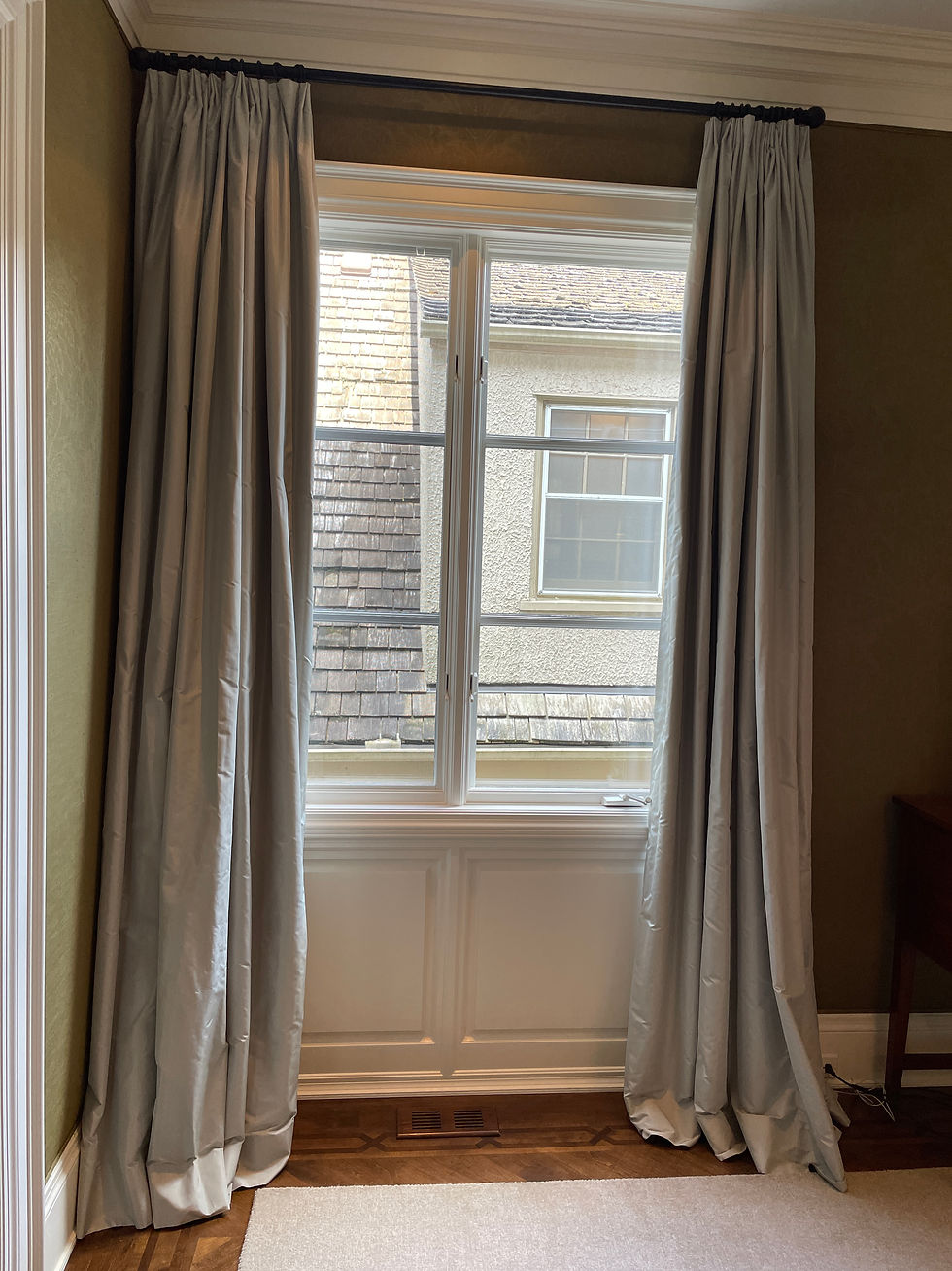 Thumbnail: Lot 26A - Silk Black-Out Curtains w/ Rod