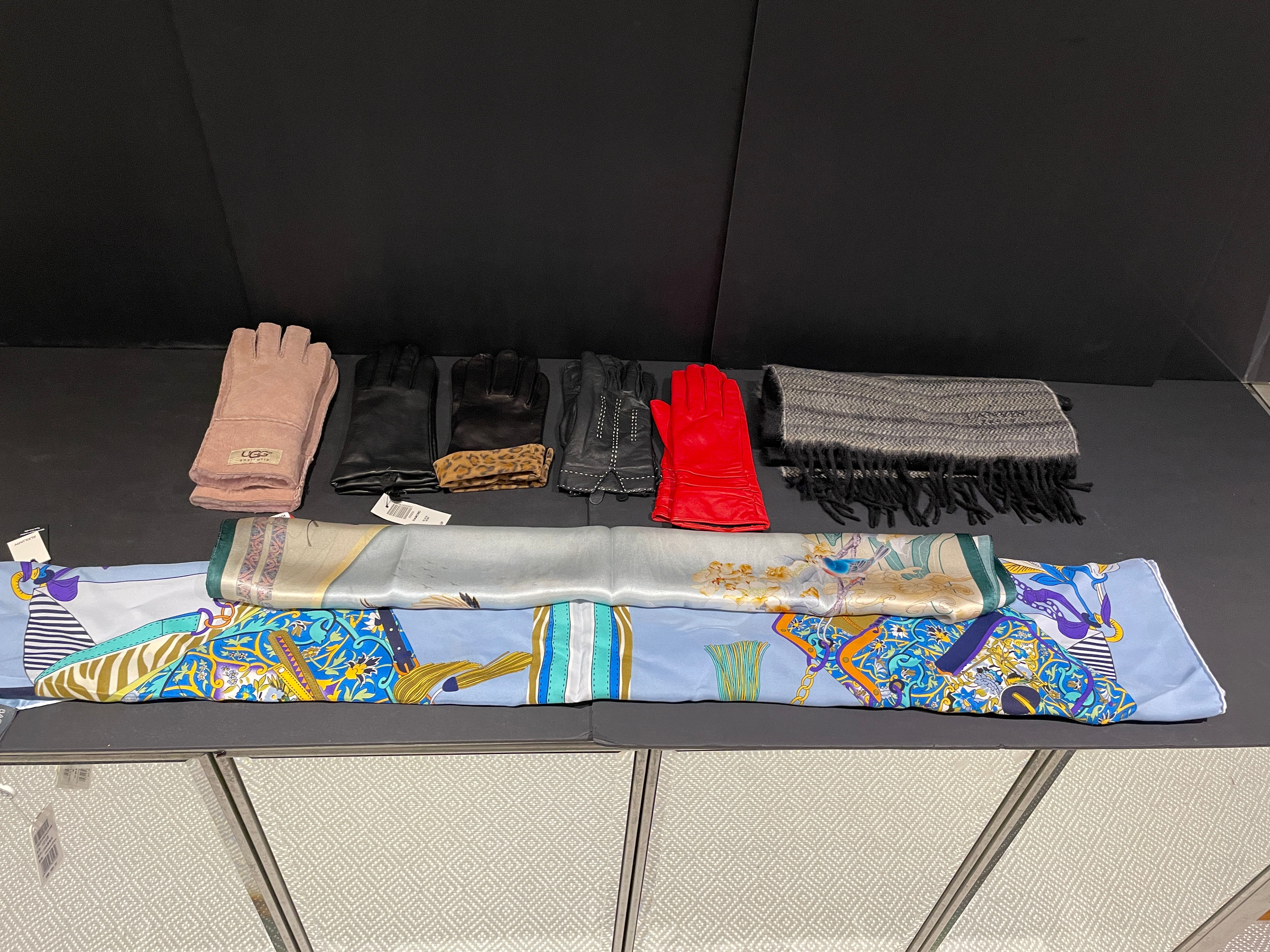 Lot 66 - Leather & Suede Gloves/Silk Scarves/Cashmere Scarf