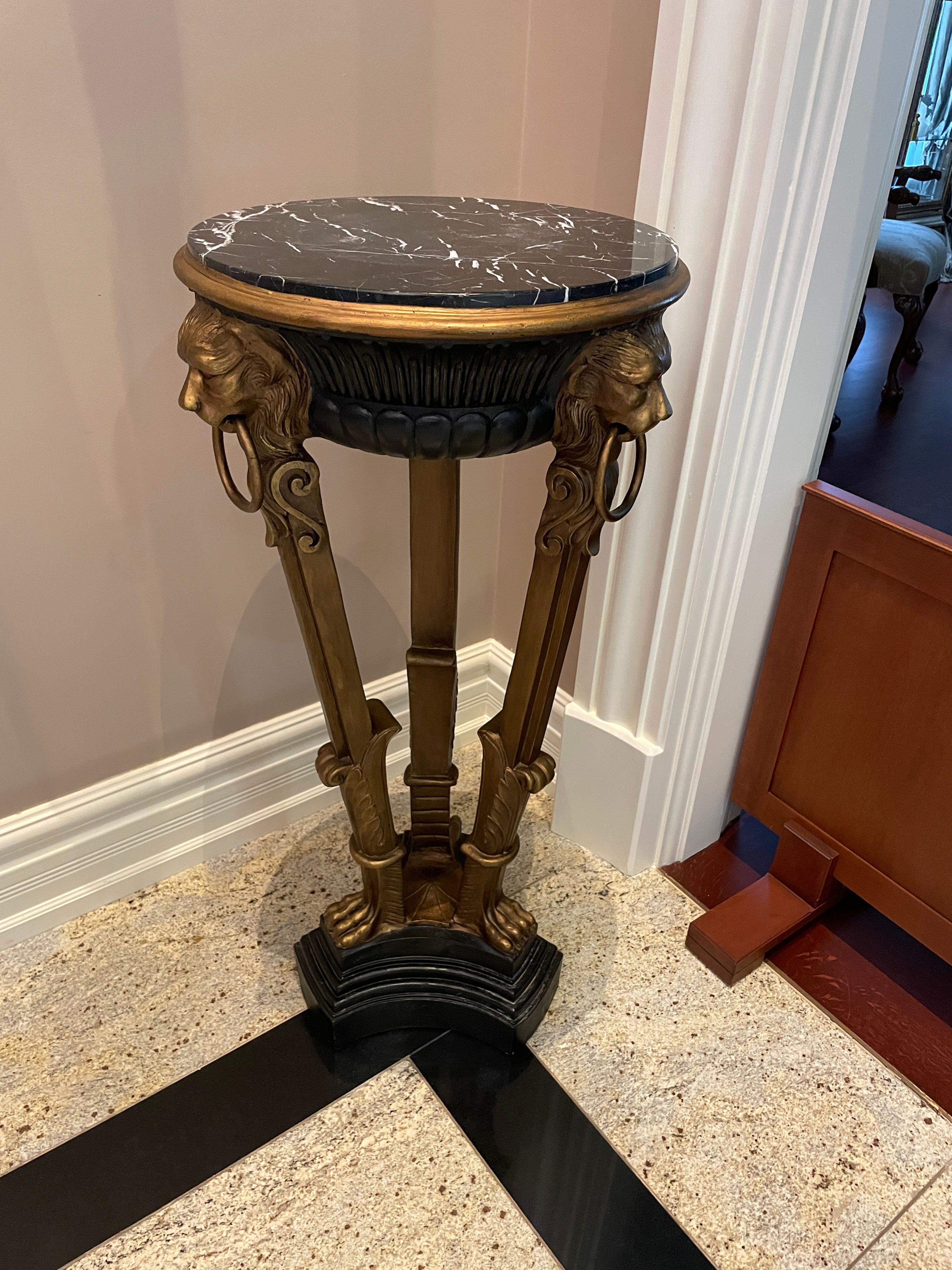 Lot 73 - Marble & Wood Lion Head Neoclassical Pedestal