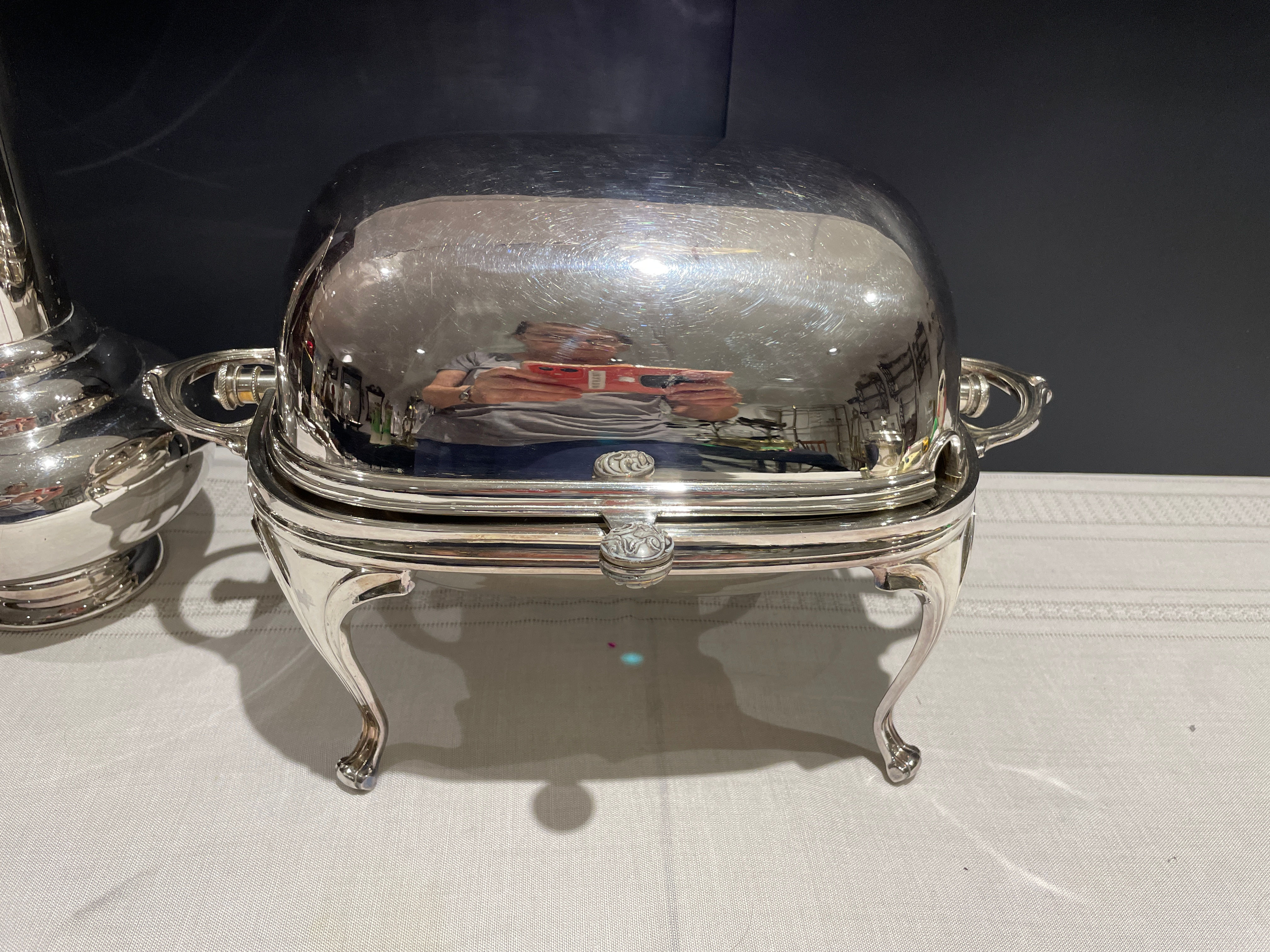 Lot 87 - Silver-Plate Covered Server/Tall Pitcher/Cutlery Holder