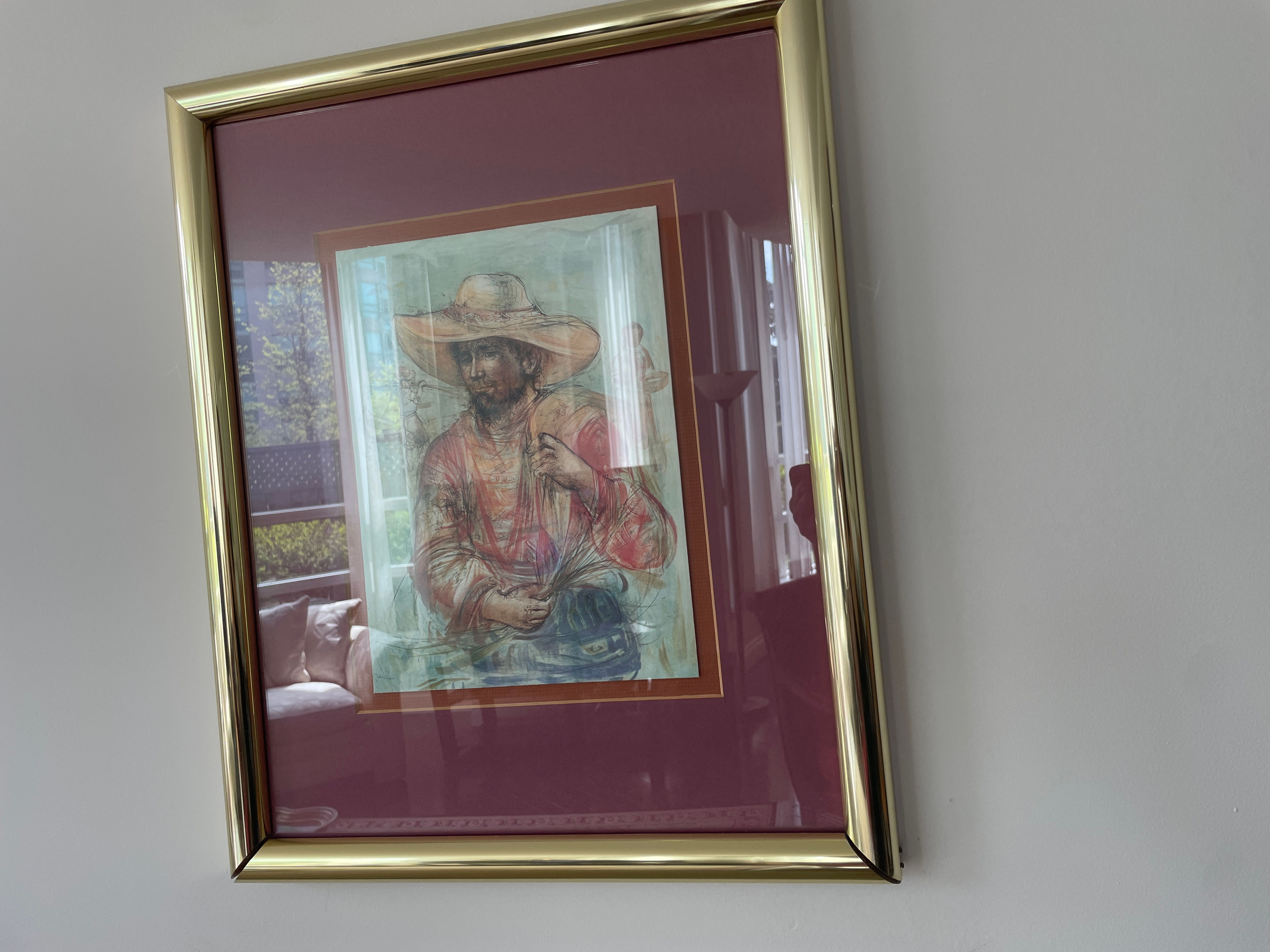 Lot 15 - Framed Print by Edna Hibel (Hispanic Man w/ Hat)