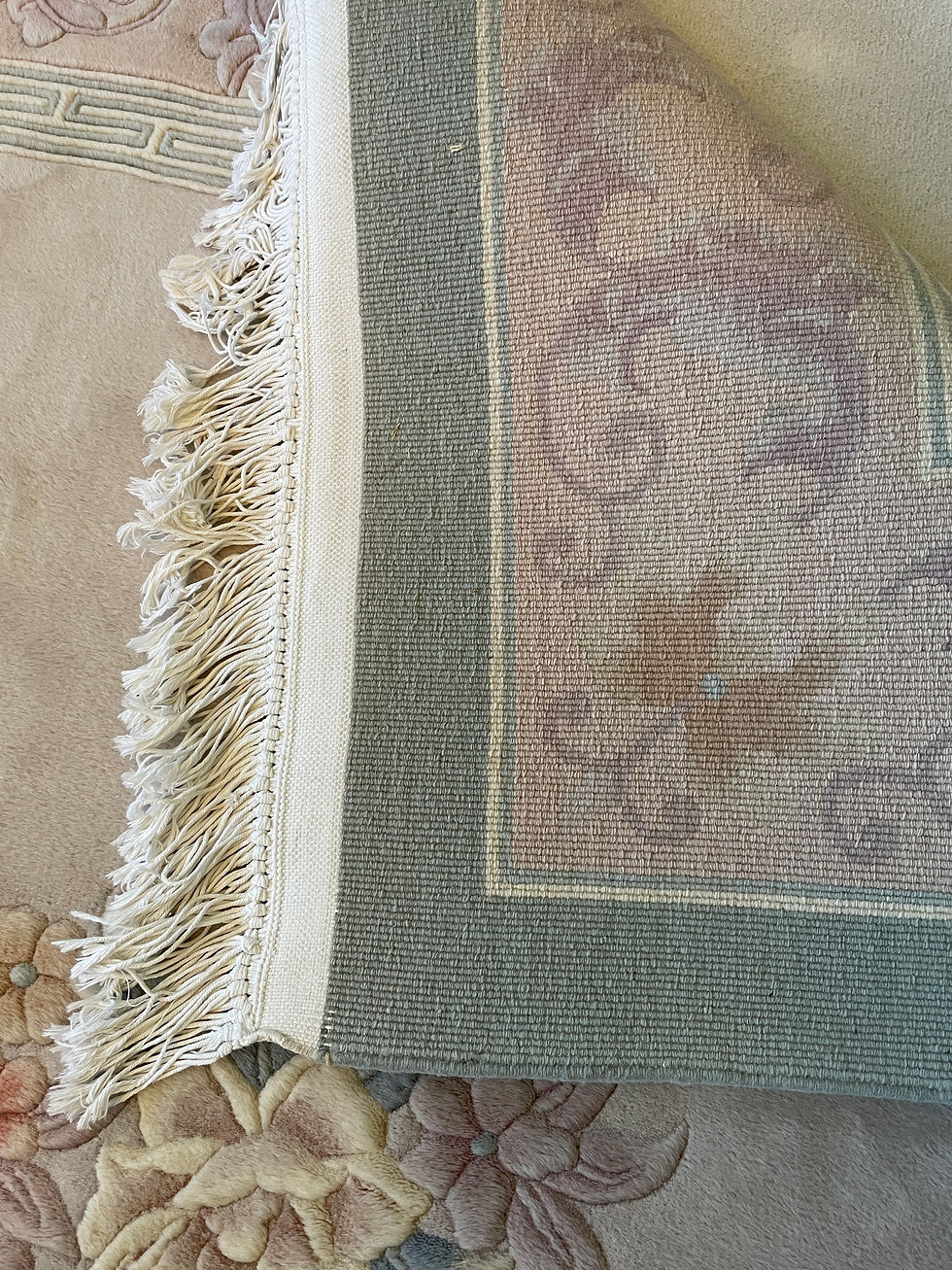 Thumbnail: Lot 86 - 100% Wool Carpet - Pale Pink & Green Border