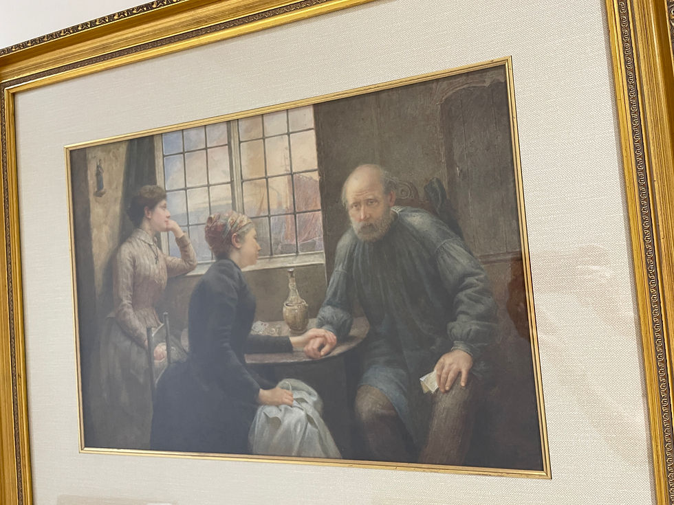 Thumbnail: Lot 103 - Vintage Watercolour by J. Carter - 3 People by Window