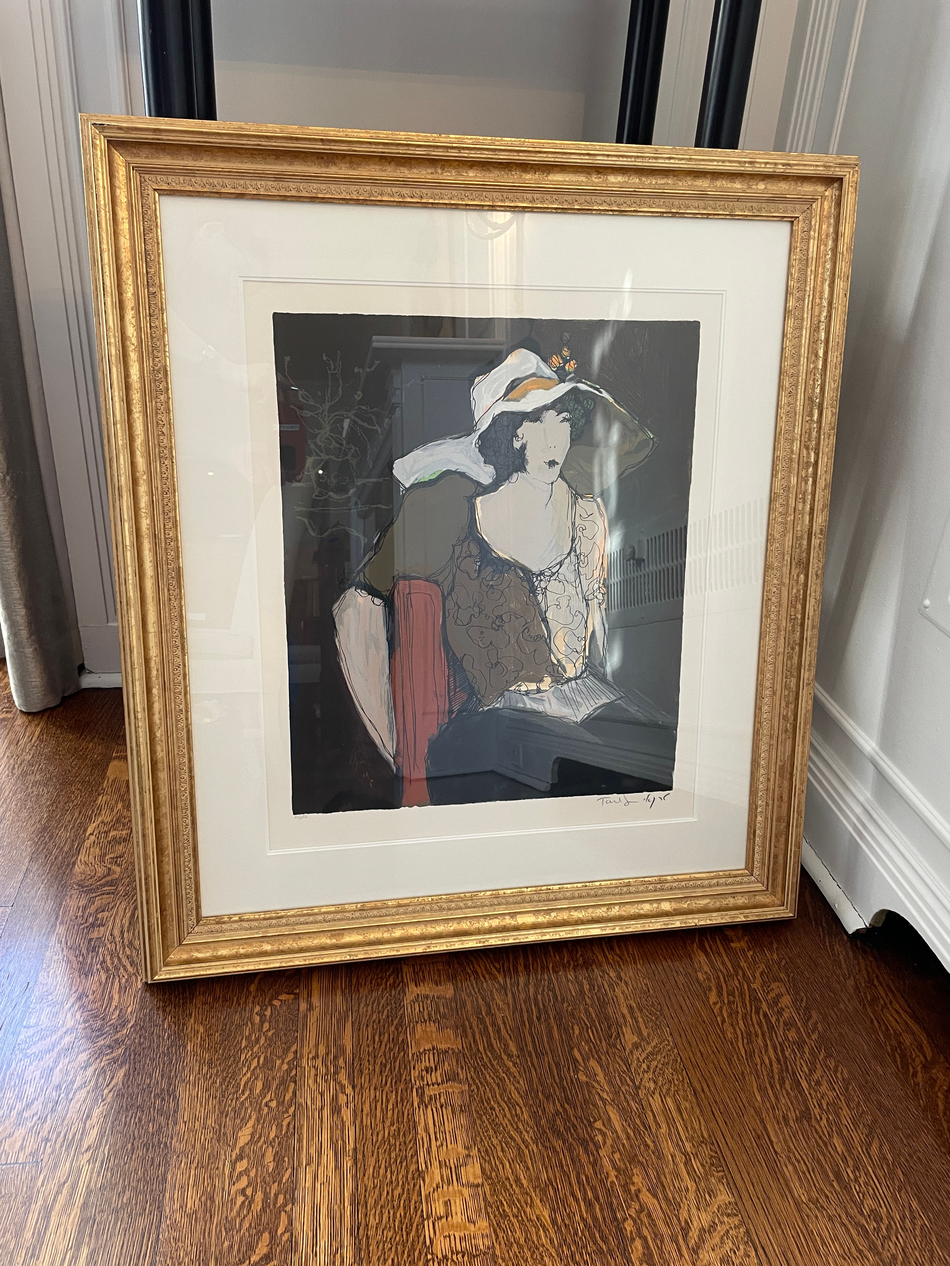 Lot 27 - Serigraph by Itzchak Tarkay (Woman in White Hat)