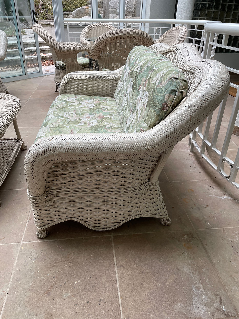 Thumbnail: Lot 43 - Wicker Love Seat & Coffee Table