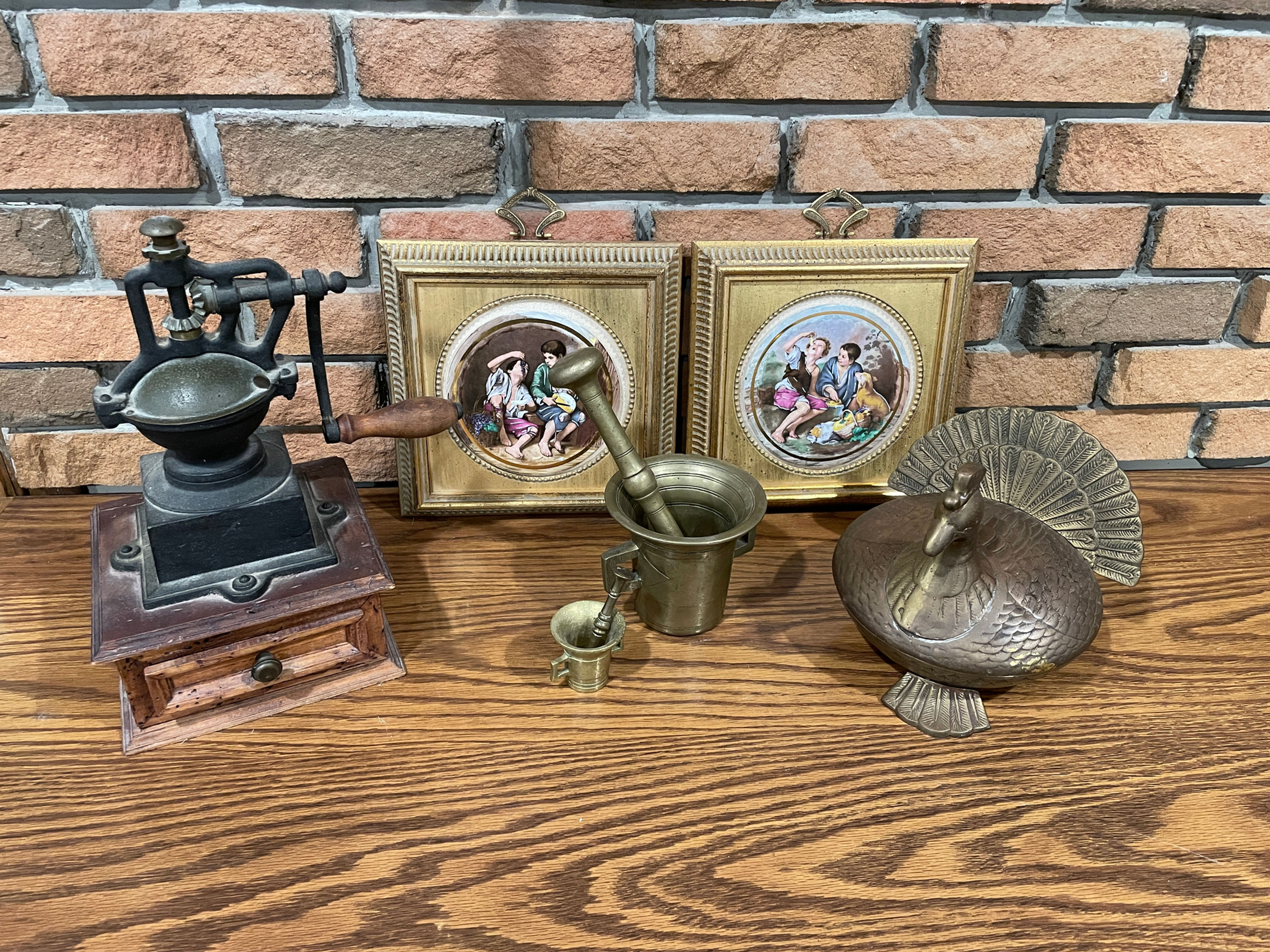 Lot 90 - Antique Coffee Grinder, Porcelain Art, etc.