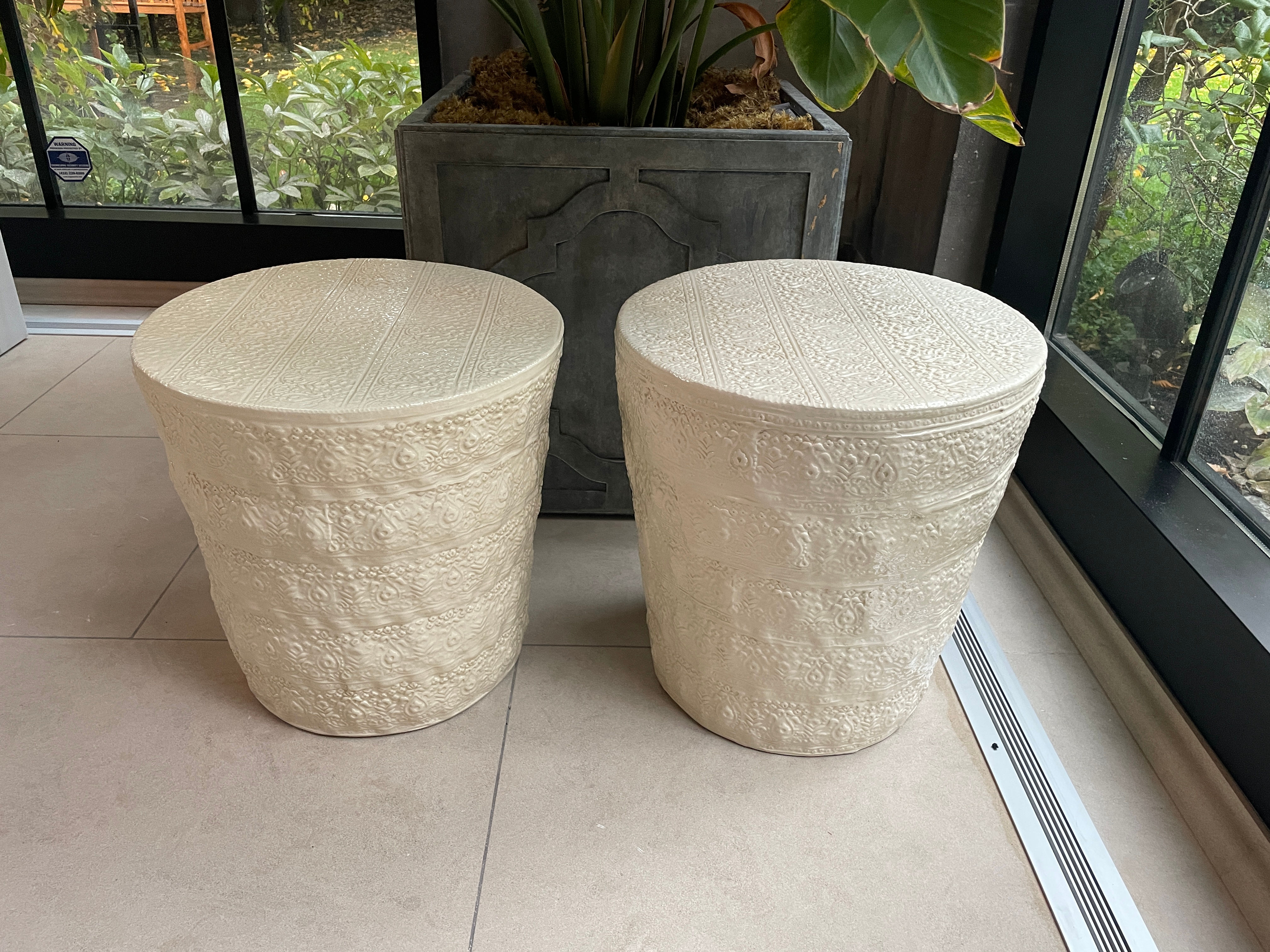 Lot 57 - Pair of Ceramic Side Tables (Retail $4,400)