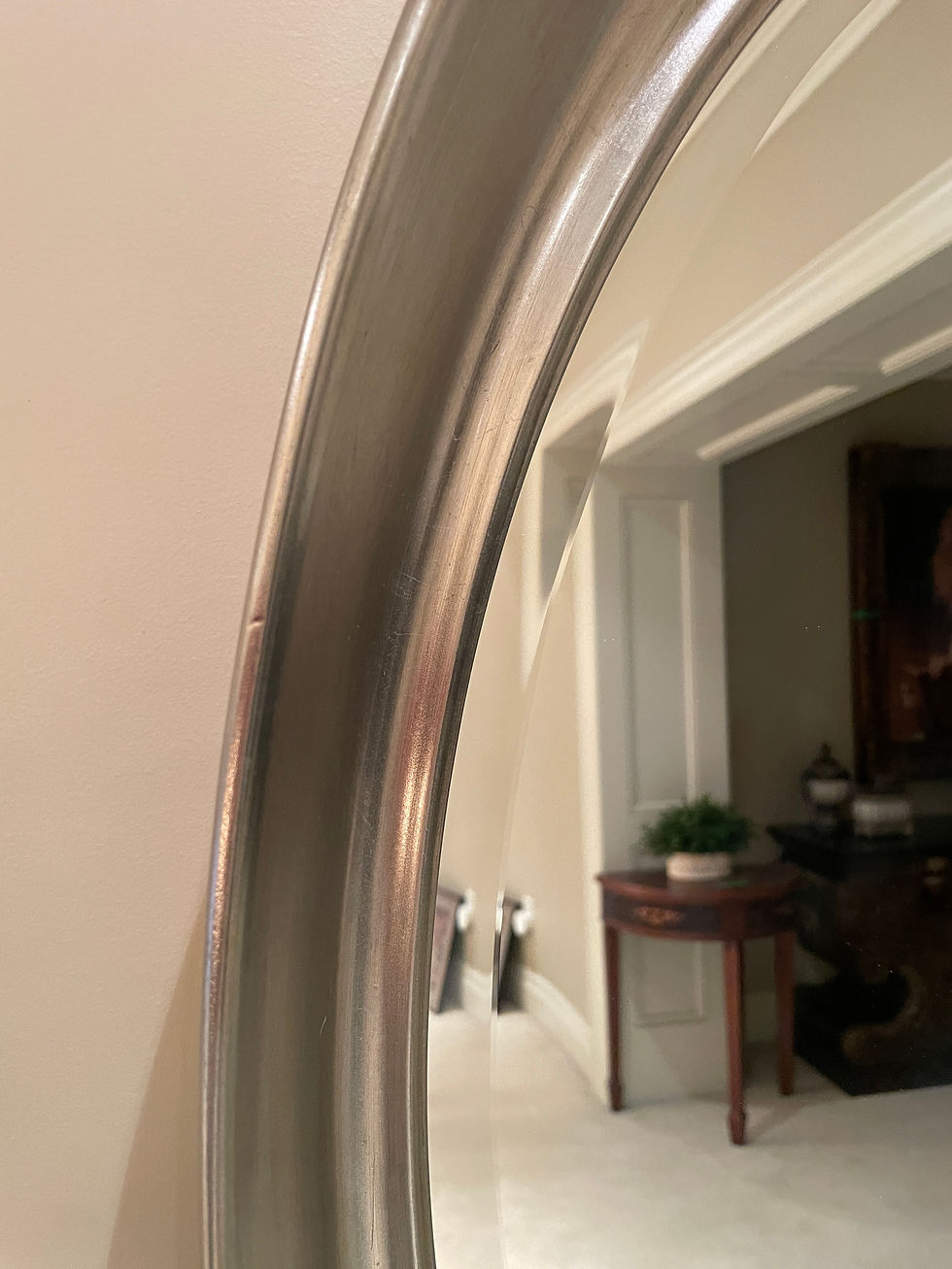 Thumbnail: Lot 140 - Silver Cabinet/Oval Mirror/Lamp, etc.