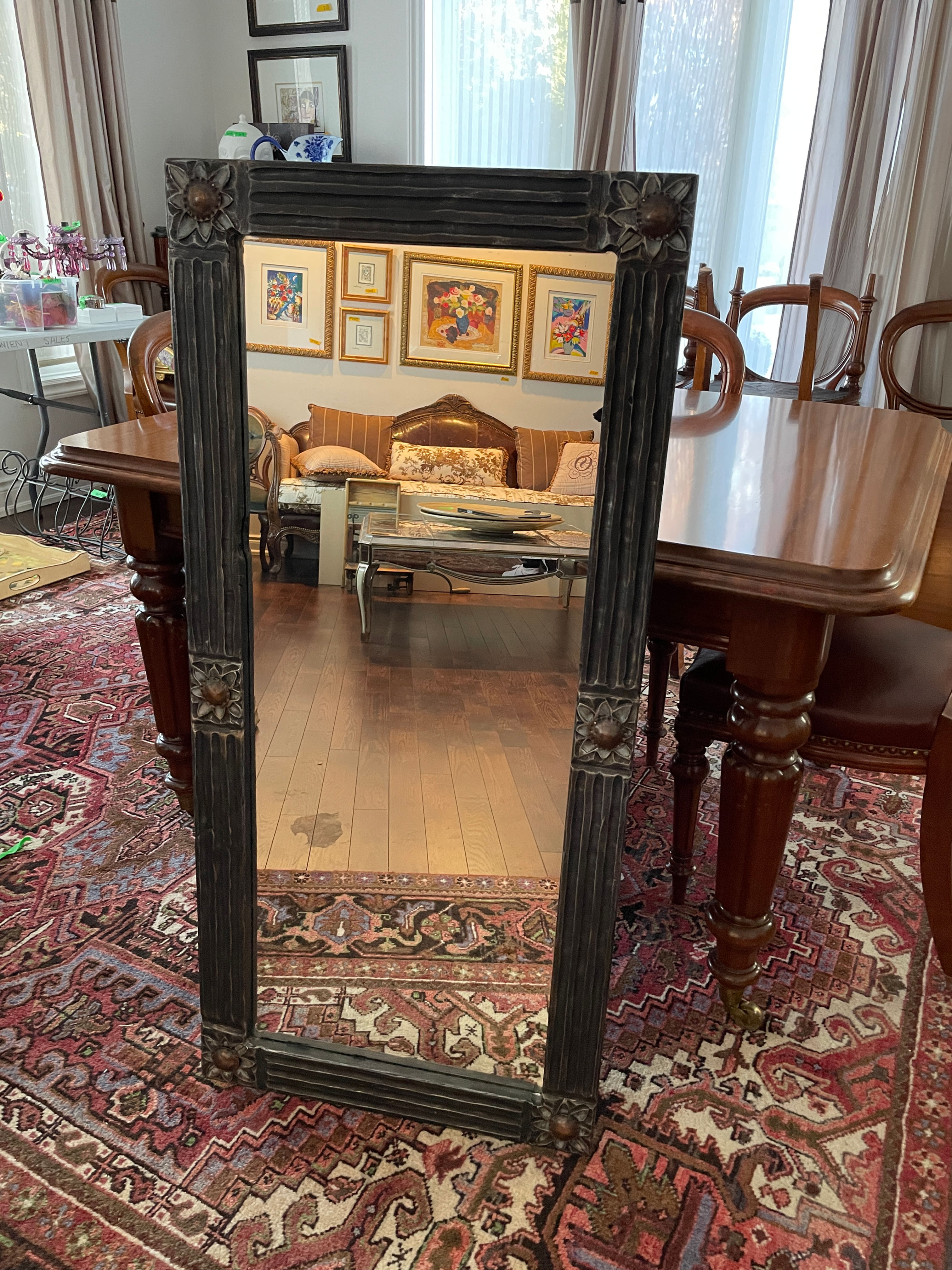 Lot 94 - Black Wood Mirror w/ Starbursts