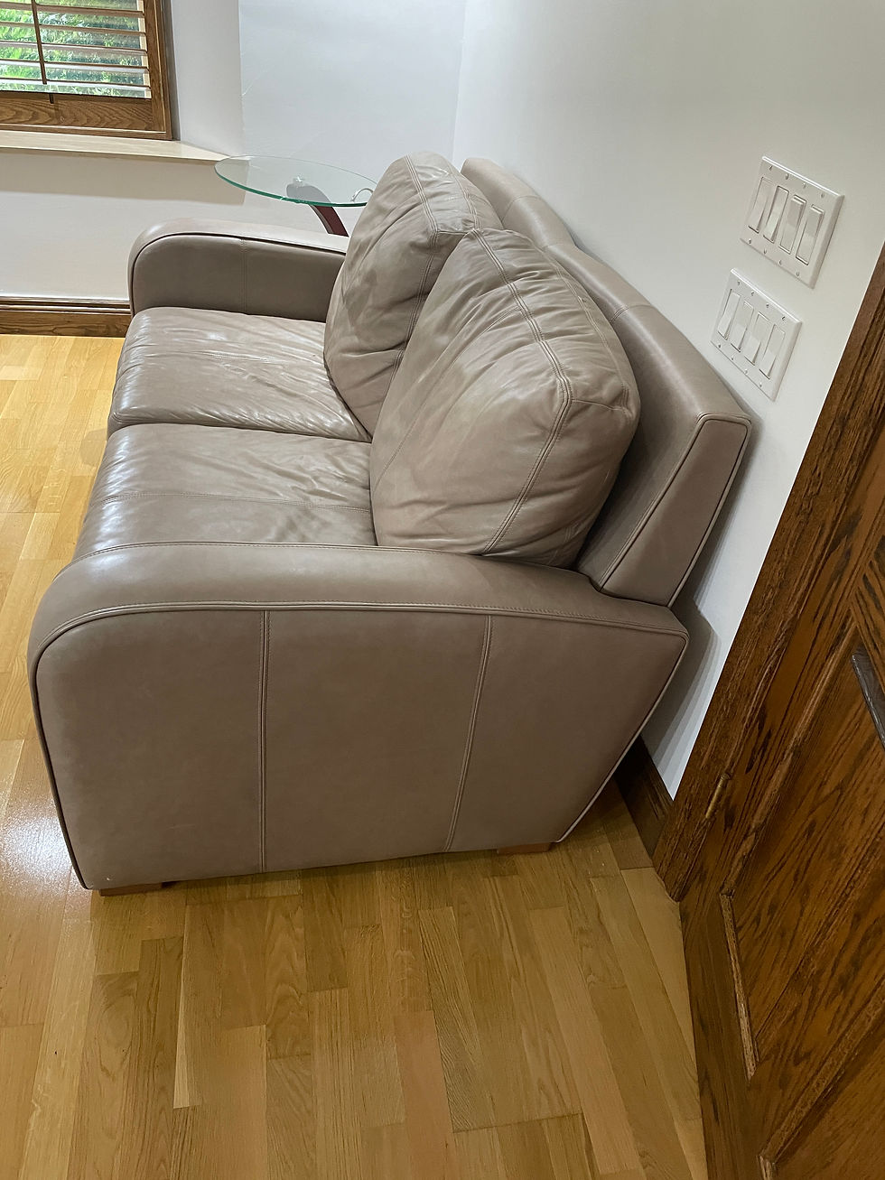 Thumbnail: Lot 54 - Taupe Leather Love Seat
