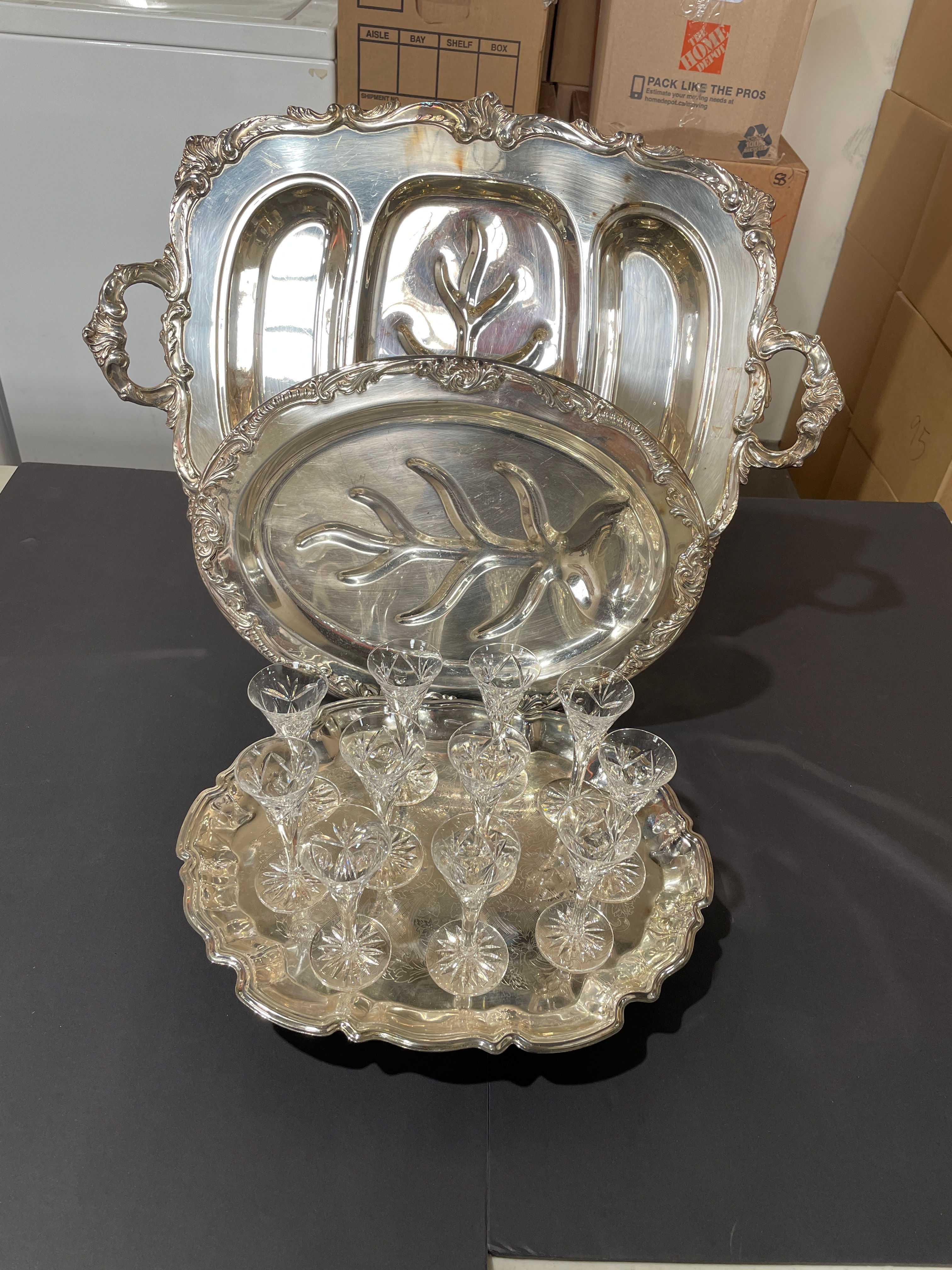 Lot 59 - Silver-Plate Platters, etc.