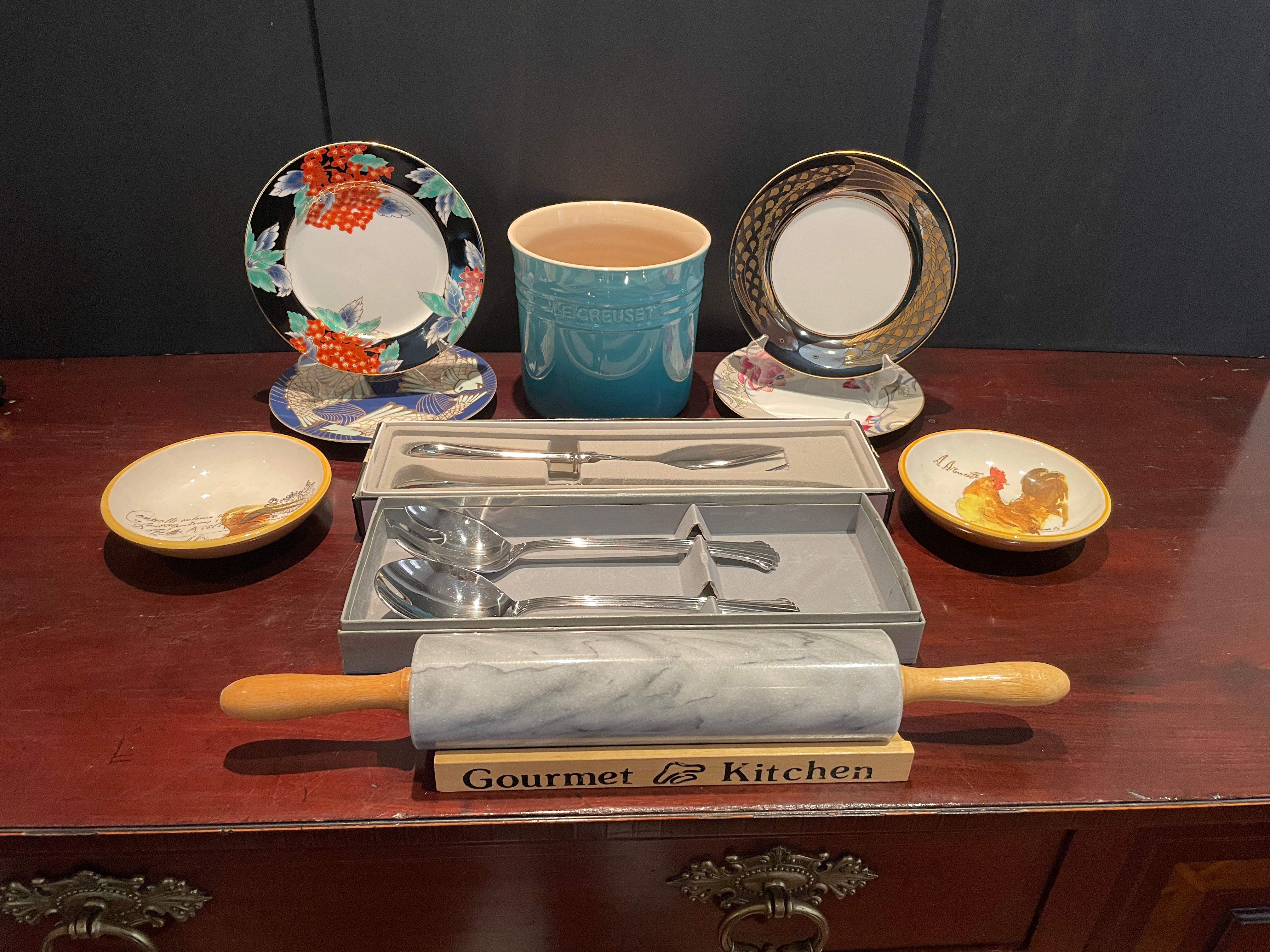 Lot 49 - Le Creuset Utensil Holder, etc...