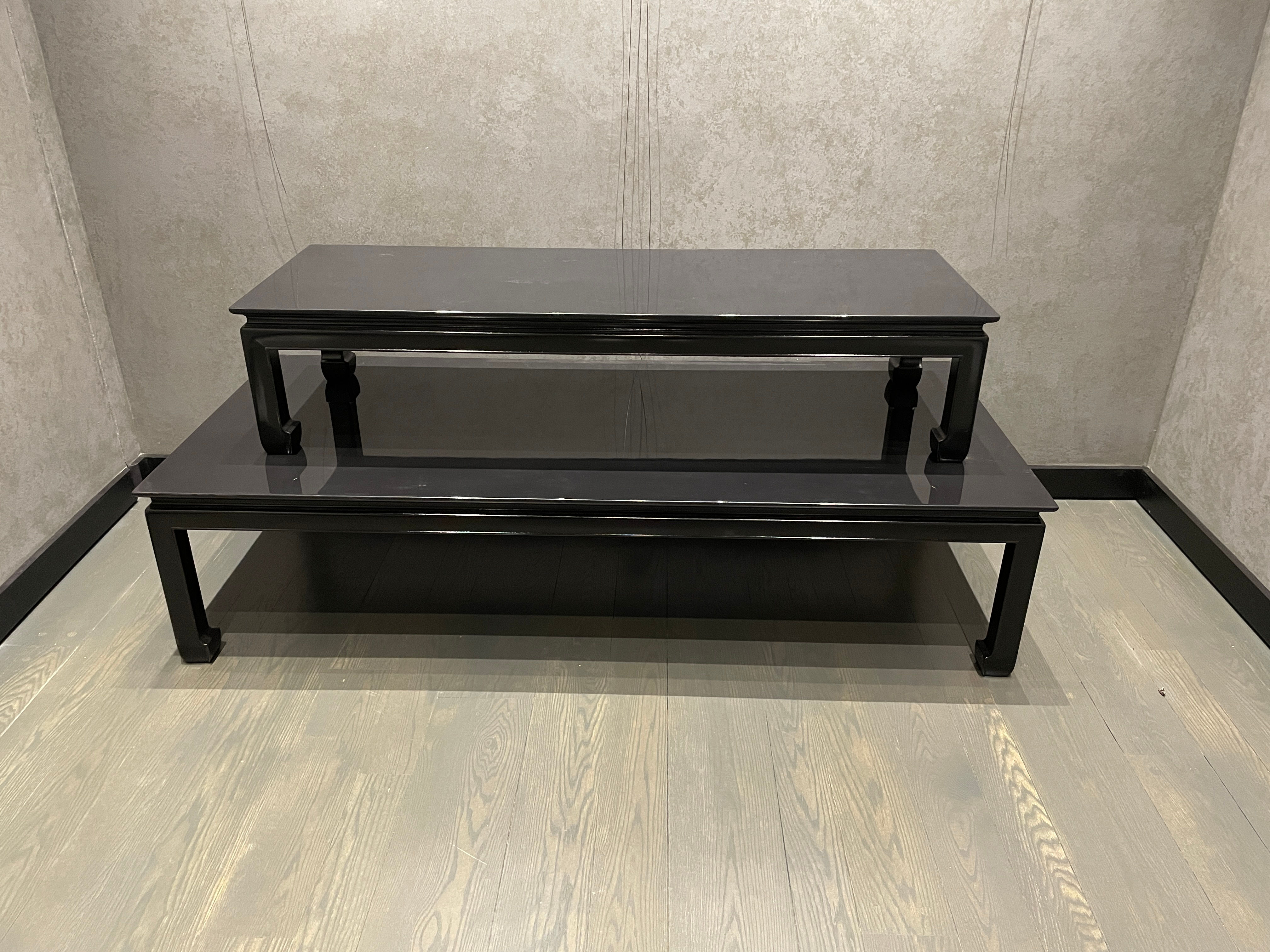 Lot 56 - MCM Black Lacquer Coffee Tables x 2