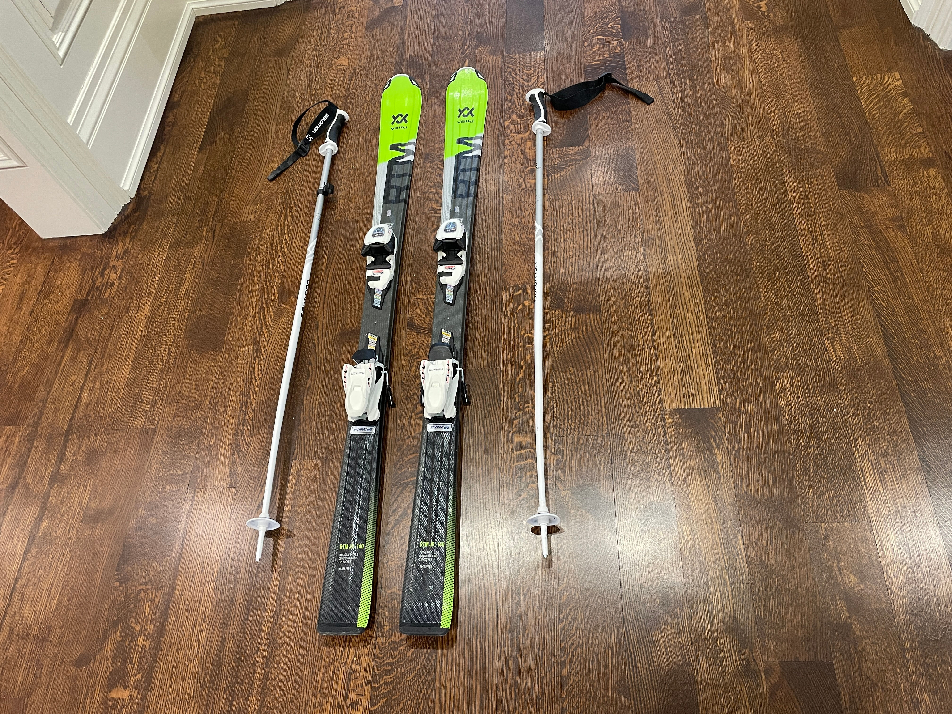 Lot 24 - Junior Volkl Skis/ Bindings/ Poles (Retail $700)