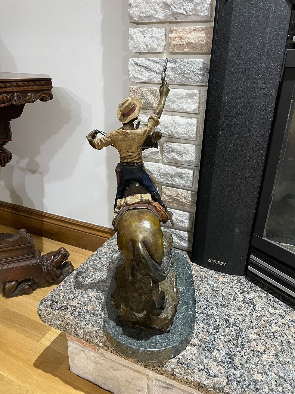 Thumbnail: Lot 34 - Bronze Cowboy on Horse by Carl Kauba