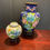 Thumbnail: Lot 32 - Metal Vases on Stands - Cloisonne Style